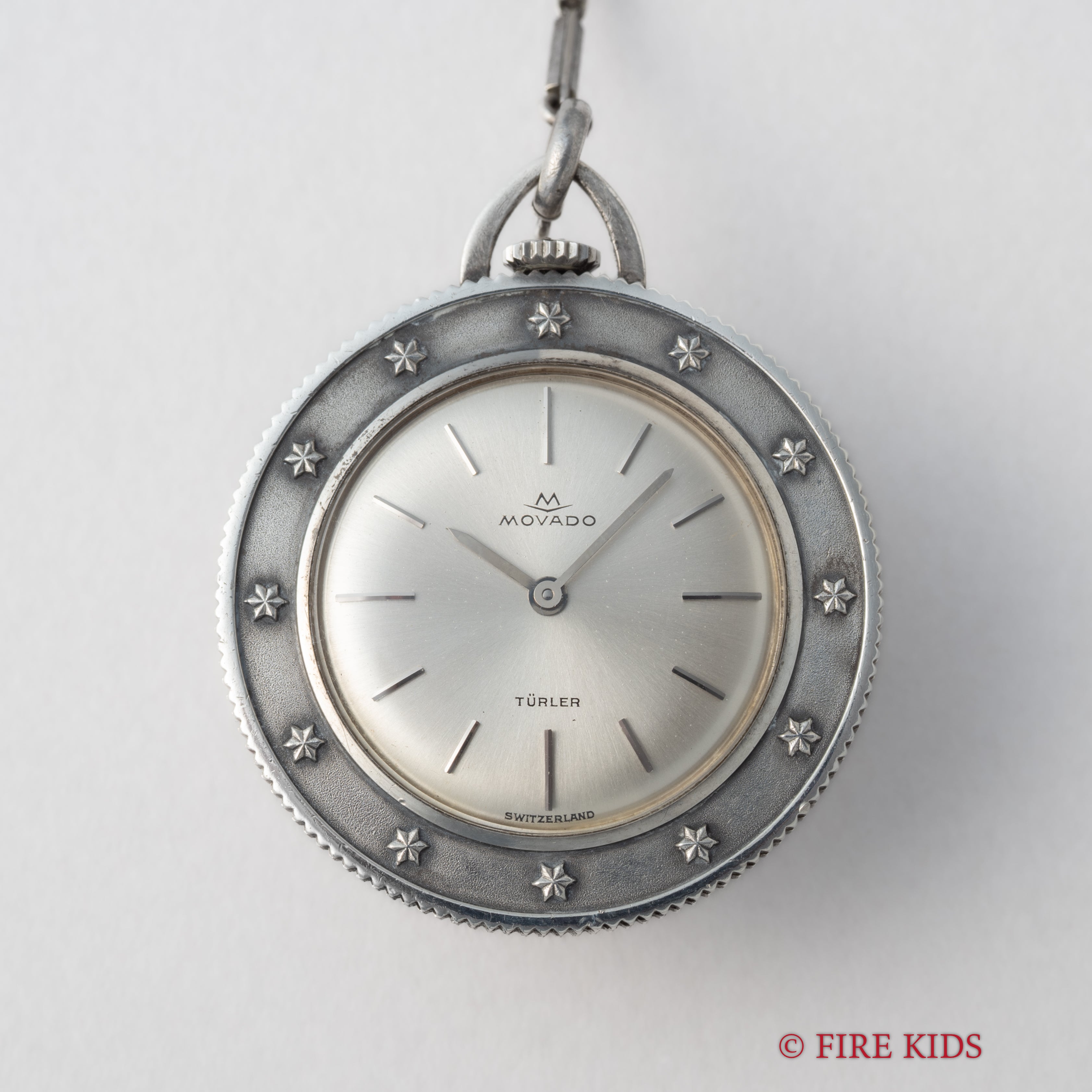 モバード 銀無垢コインペンダントウォッチ セントクリストファー チューラーWネーム