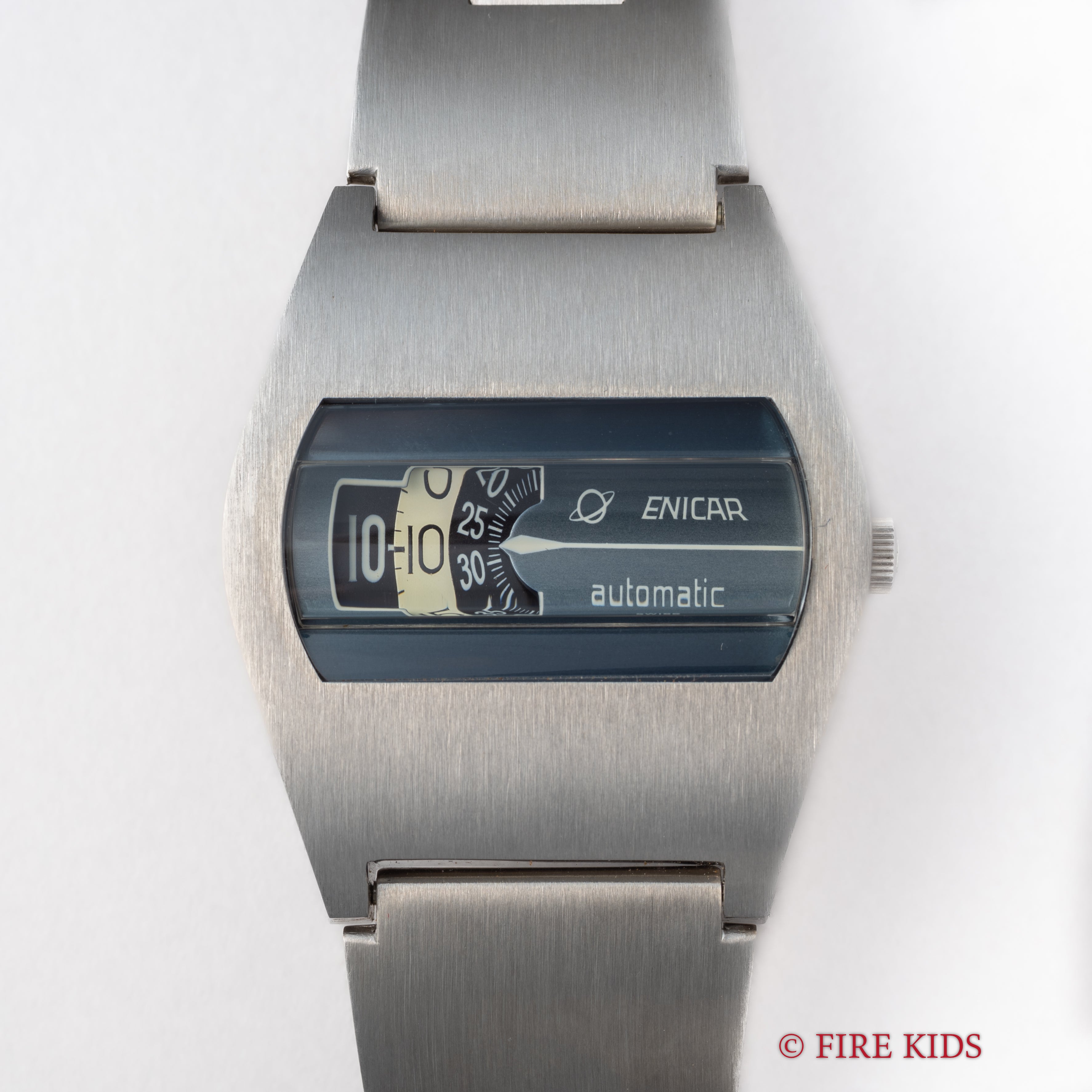 エニカ ジャンピングアワー ブルーダイヤル 自動巻き NOS 1970年代 アナデジ