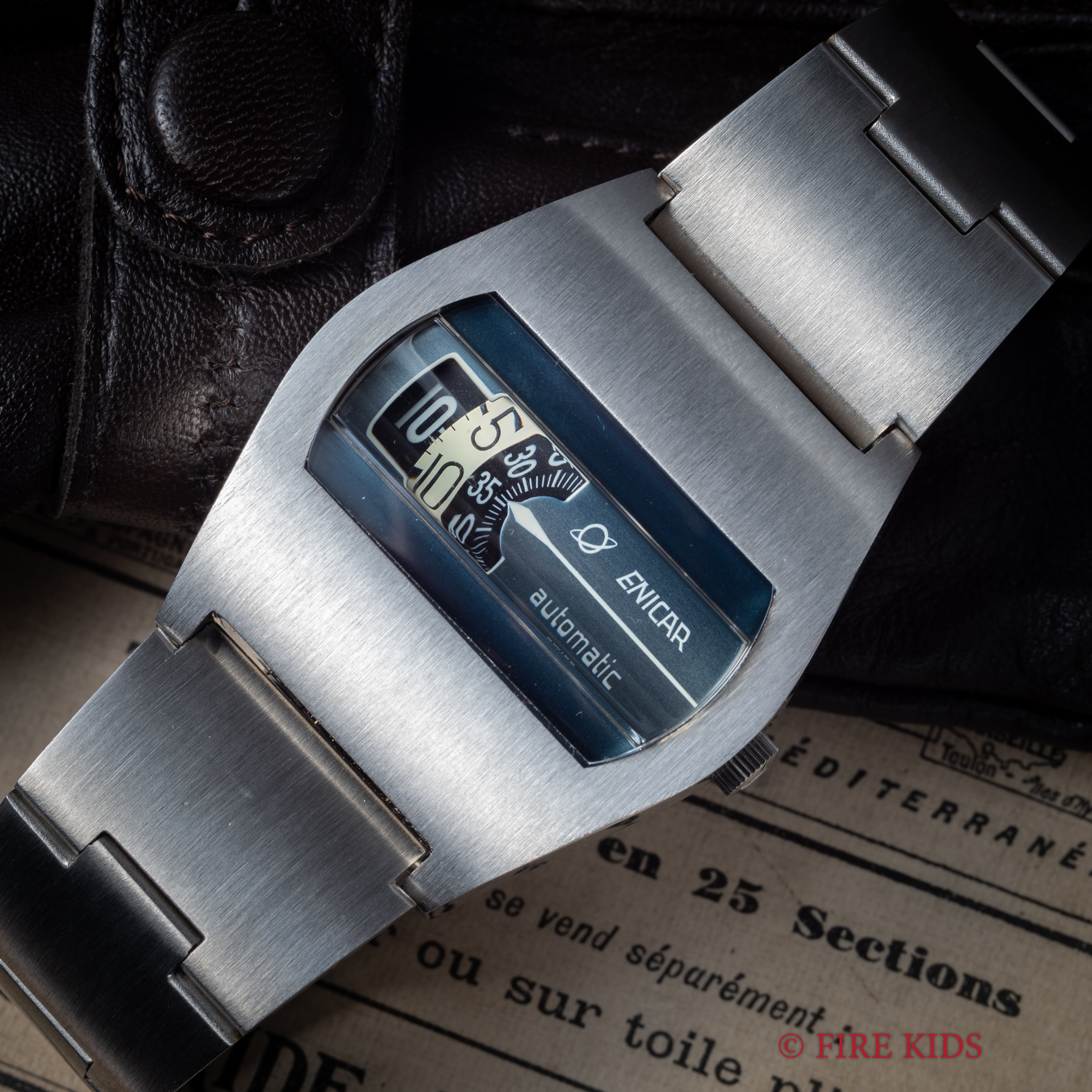 エニカ ジャンピングアワー ブルーダイヤル 自動巻き NOS 1970年代 アナデジ