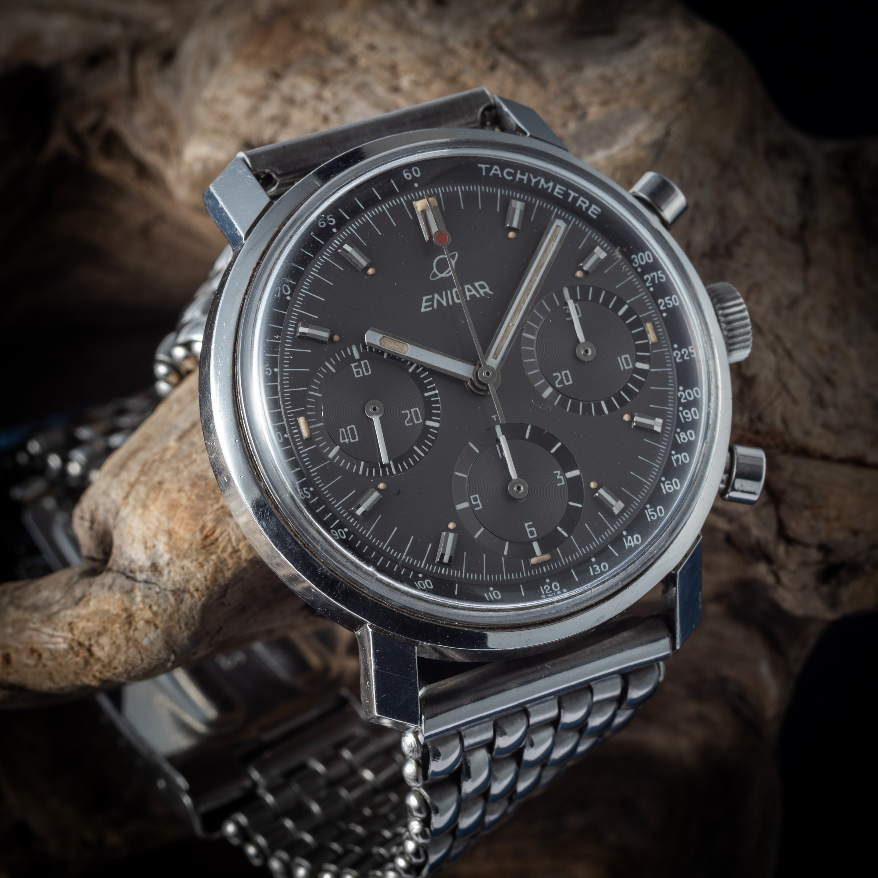 エニカ バルジュー72搭載クロノグラフ ガルニクス 1960年代製 手巻 社外ライスブレス