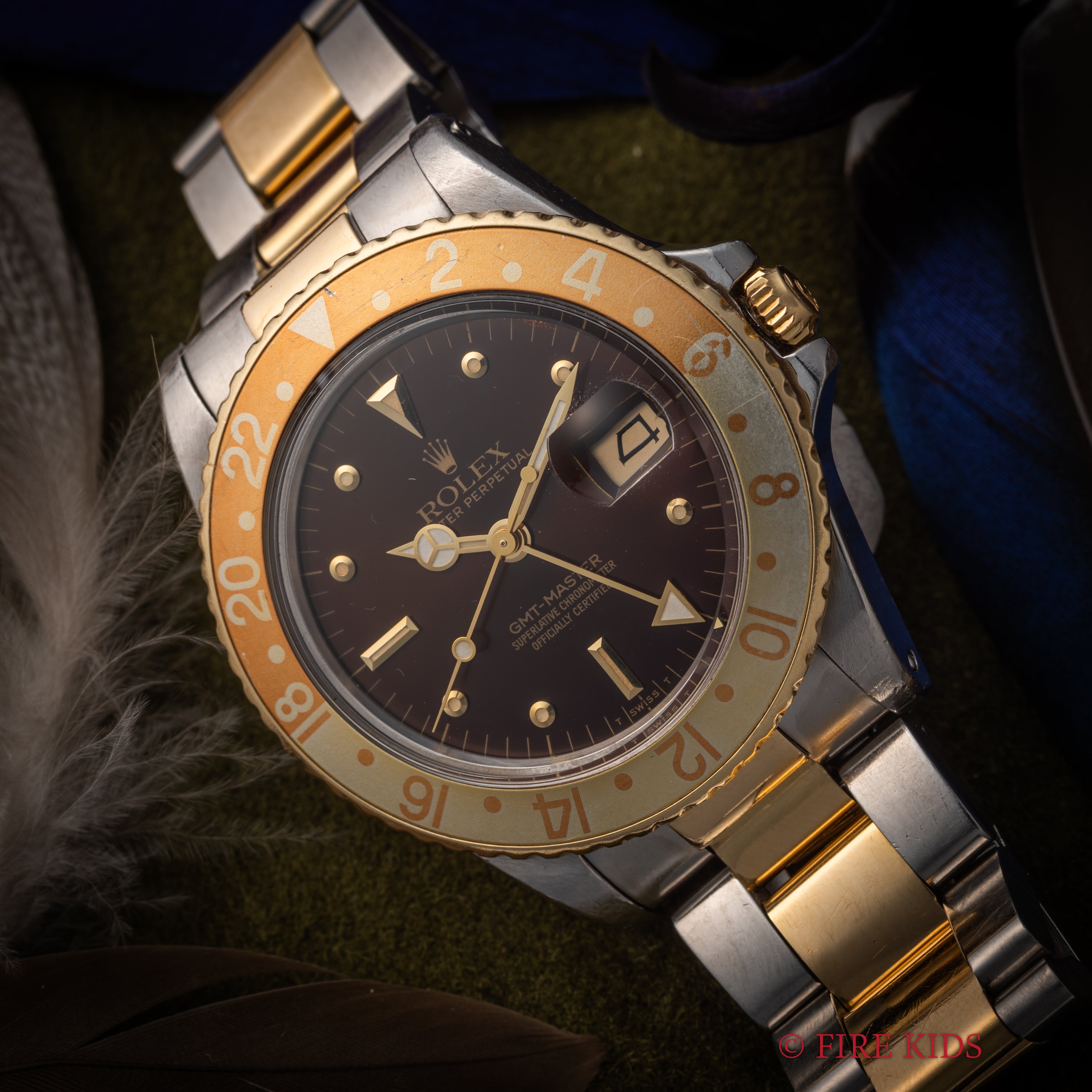 ロレックス 1981年製GMTマスター コンビ 茶ツボ Ref.16753 ルートビア 3連コンビオイスターブレス