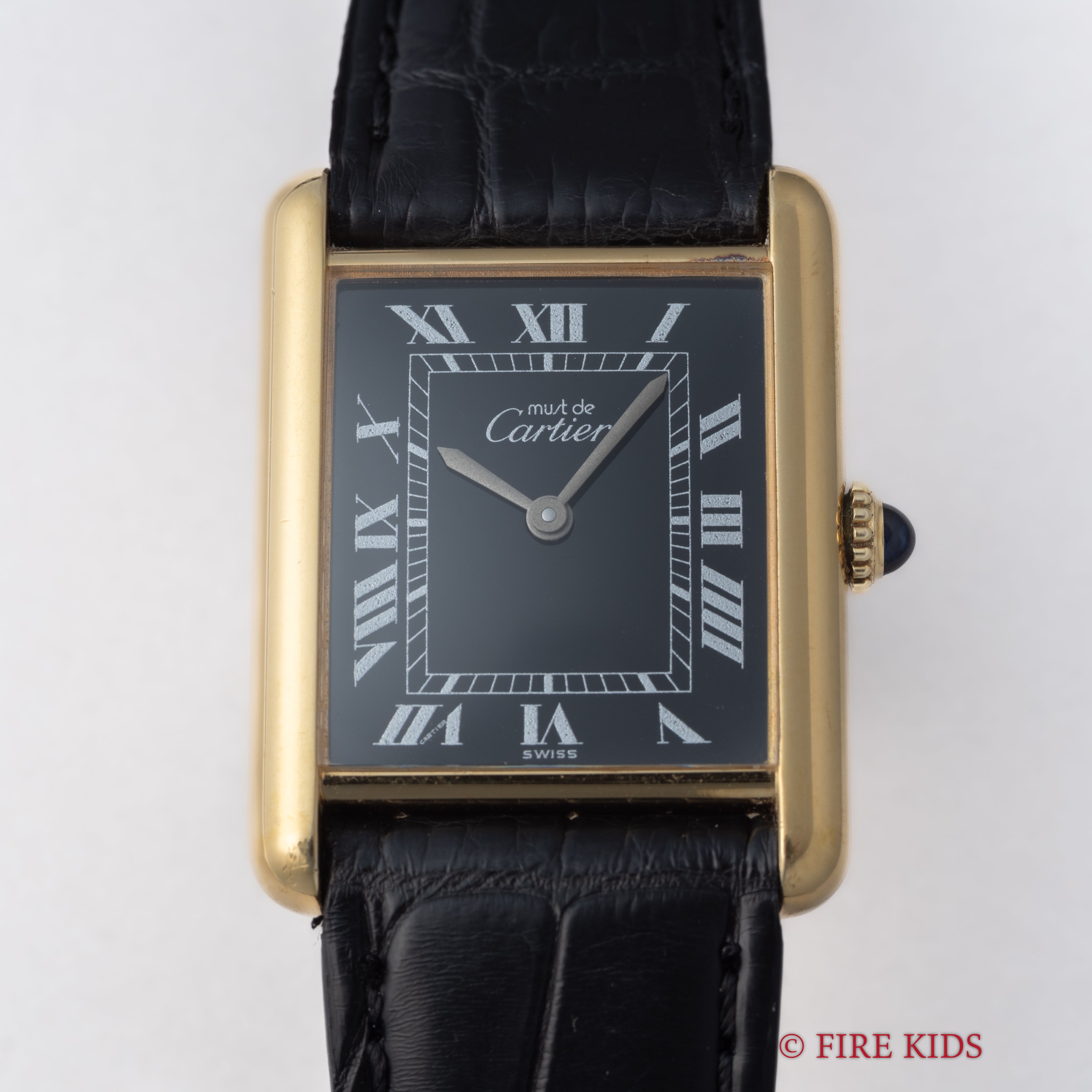 カルティエ マストタンク 1980年代製 LMサイズ ブラックローマンダイヤル 手巻 純正尾錠 箱ギャラ付