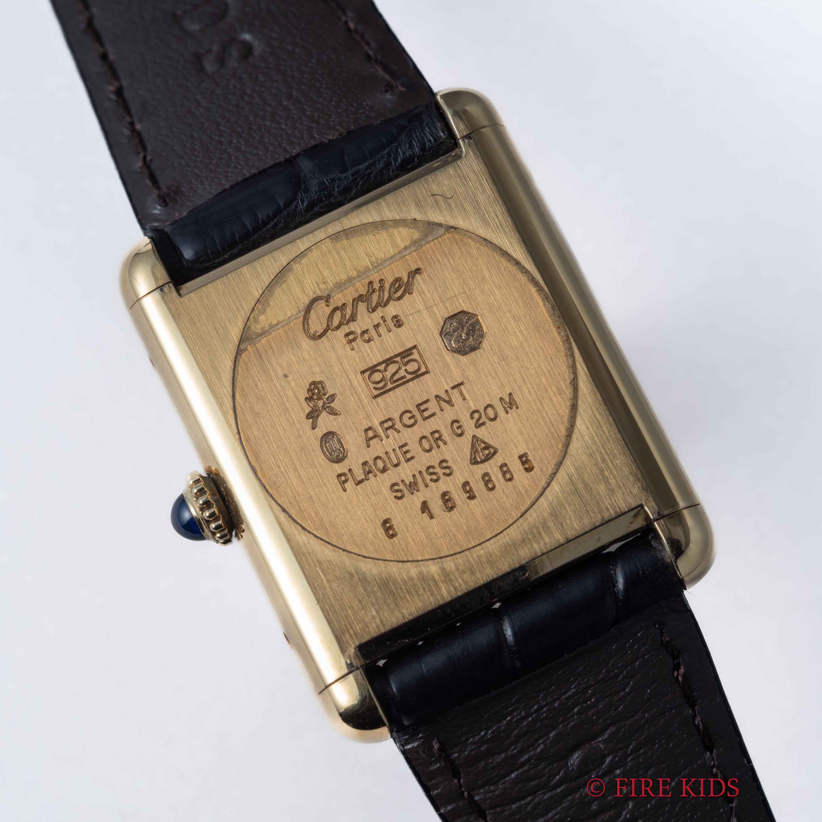 カルティエ マストタンク 1980年代製 LMサイズ ブラックローマンダイヤル 手巻 純正尾錠 箱ギャラ付
