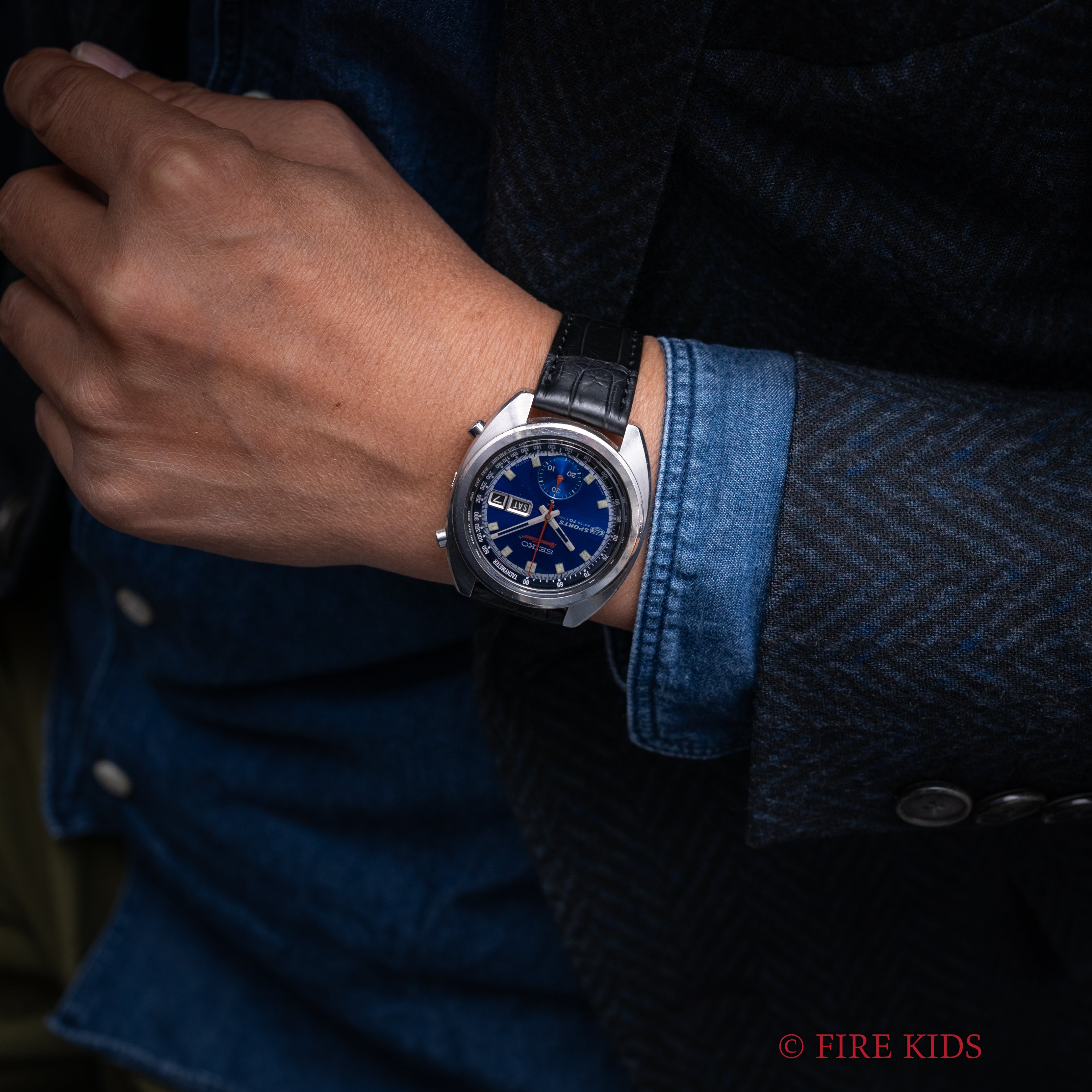 セイコー スピードタイマー デイデイト ブルー 1969年製 ブルース・リー 自動巻きクロノグラフ