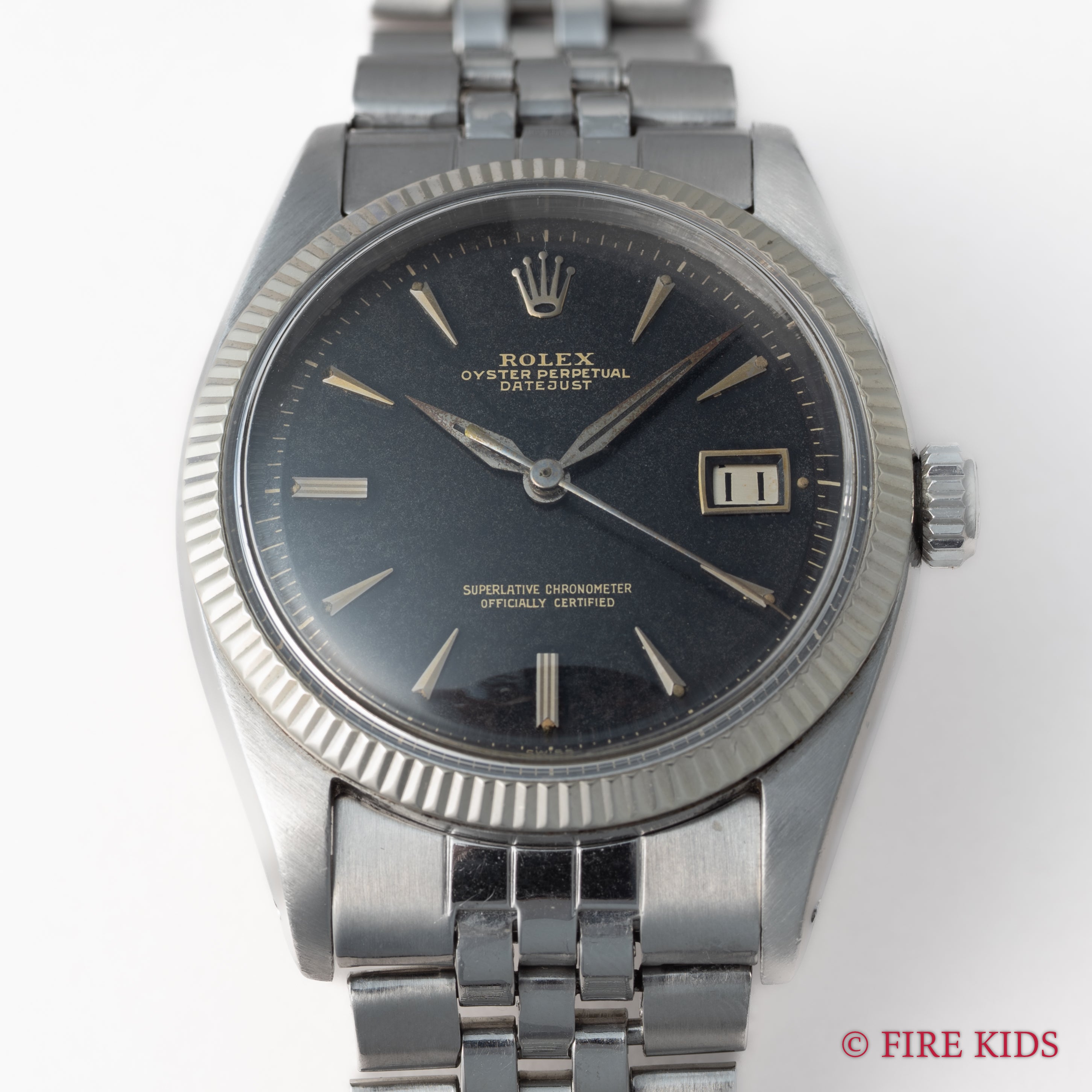 ロレックス デイトジャスト Ref.6605 ブラックギルトダイヤル 1959年製 Cal.1066