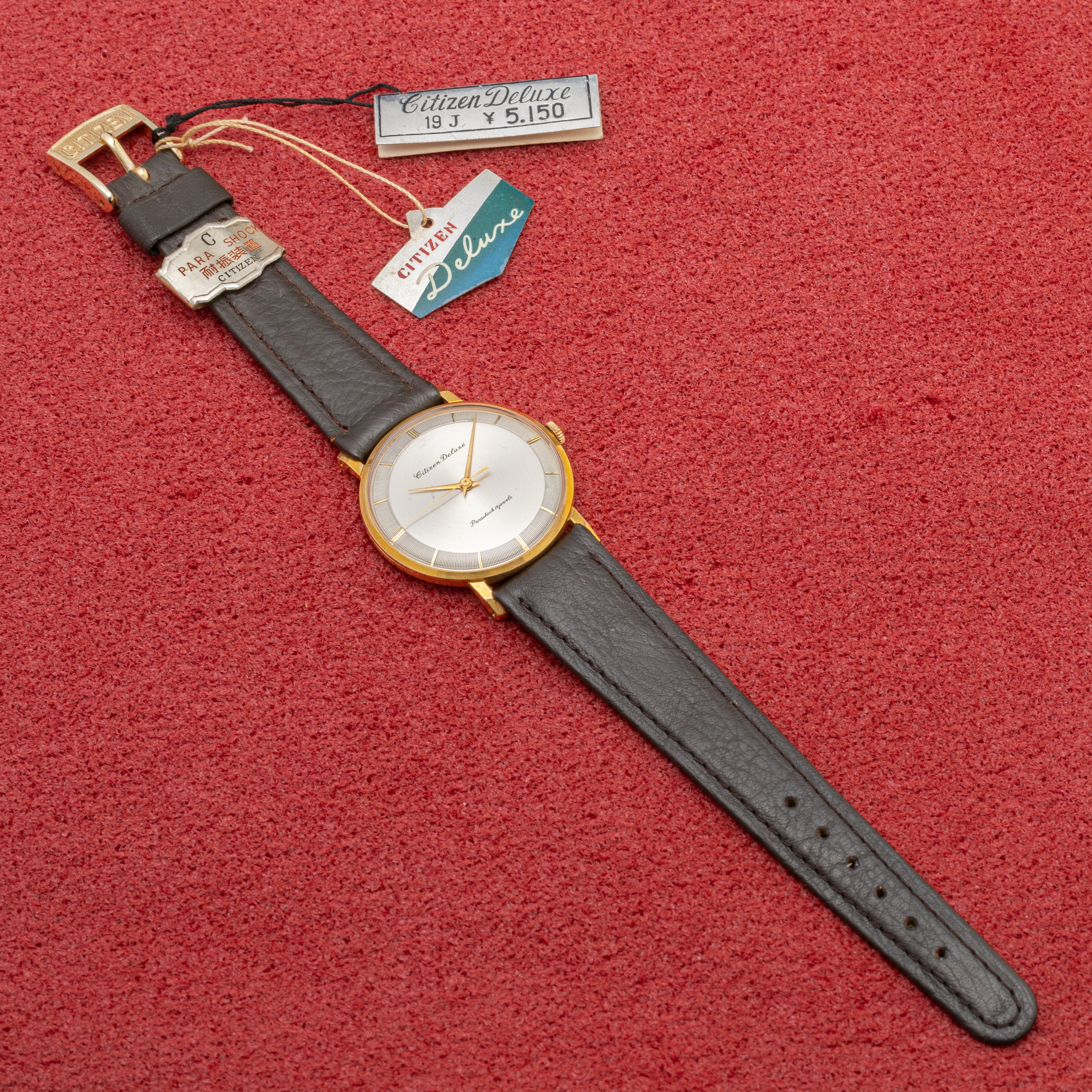 未使用 60s CITIZEN 手巻 純正ブレス 厚金張りケース 日本製 腕時計 シチズン デラックス 1960年製/昭和35年製 手巻き タグ付き 未使用品
