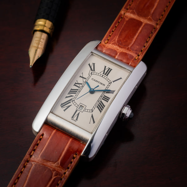 金無垢　稀少　Dバックル　Cartier K18 WG タンクアメリカン　SM 楽天市場】【オーバーホール済】 K18WG カルティエ タンク