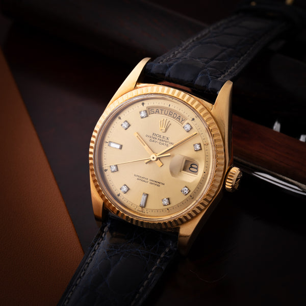 【正規品】ROLEX ロレックス デイデイト 金無垢ベルト1垢 ロレックス デイデイト 18金無垢 10Pダイヤ 1970年製/昭和45年製