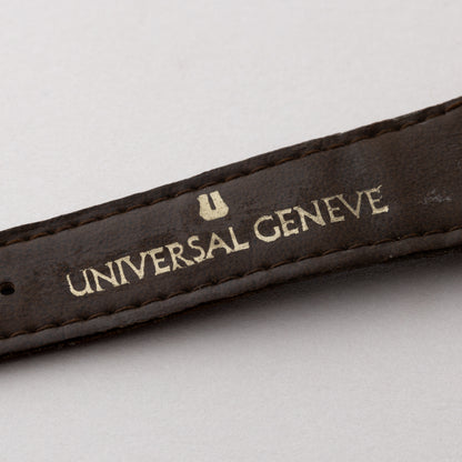 ユニバーサルジュネーブ ラウンド ブラウンダイヤル 1970年代 手巻き タグ付き 未使用品 純正革ベルト、純正尾錠付き