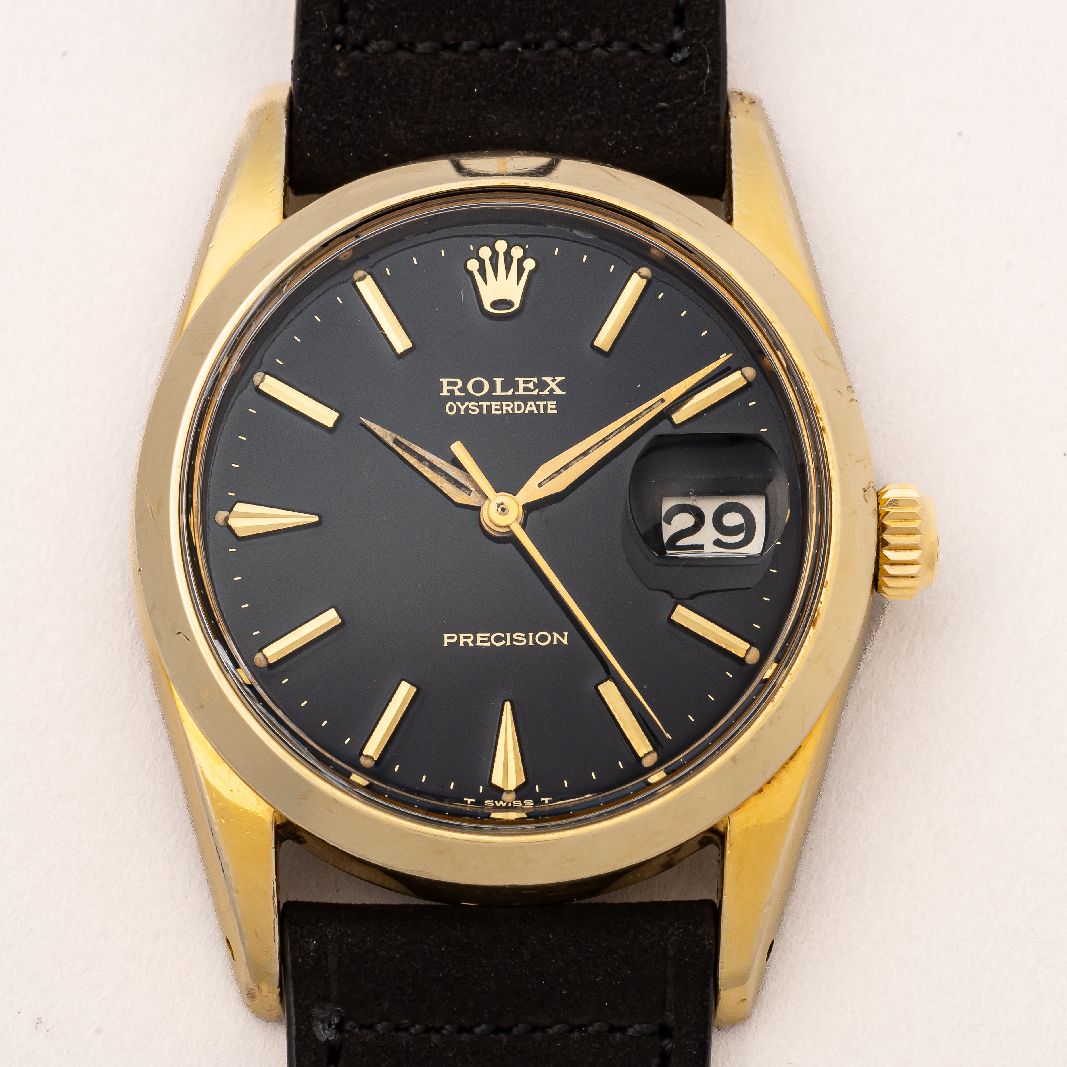 ロレックス オイスターデイト ブラックミラーダイヤル Ref.6694 40ミクロンメッキケース 1960年代製