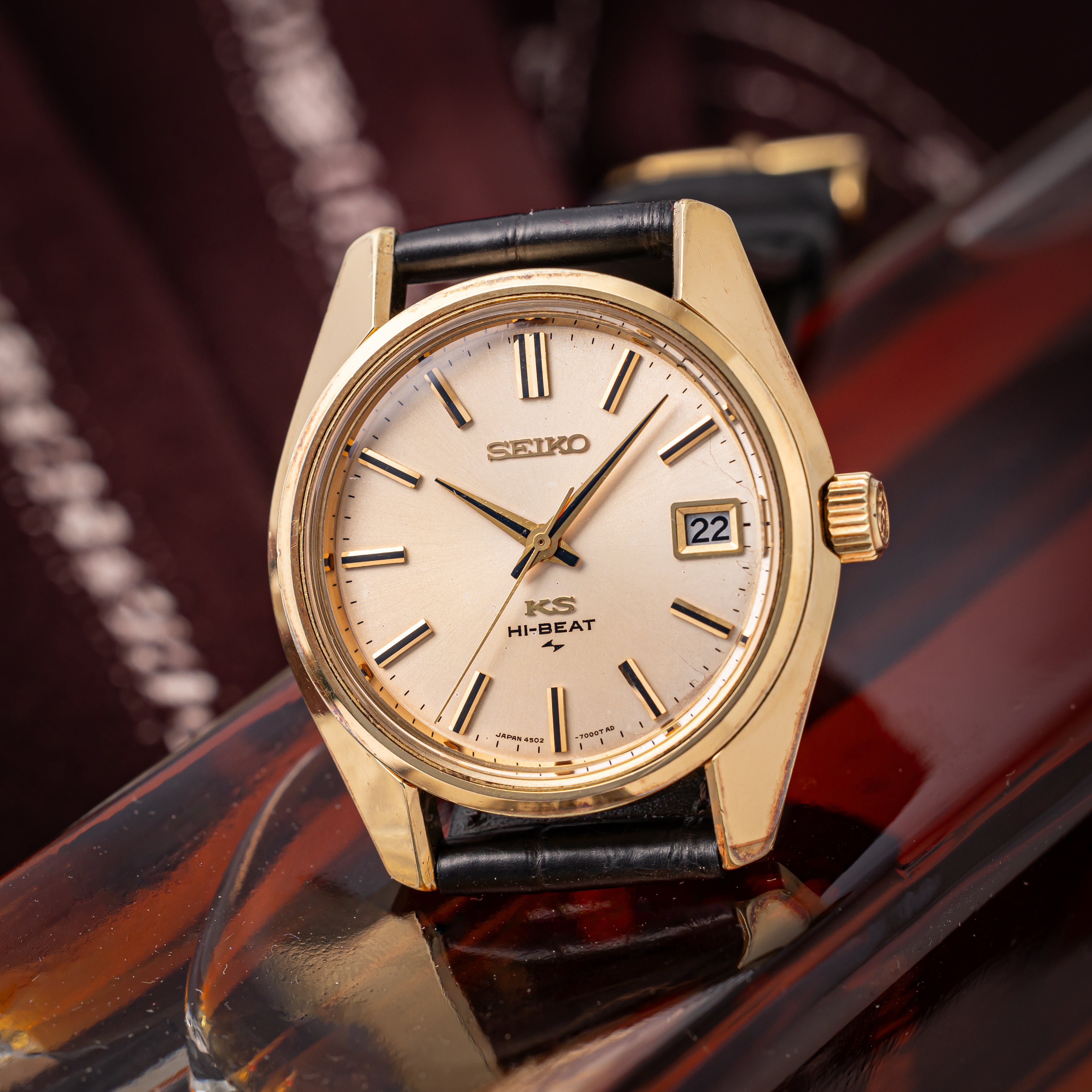 SEIKO SEIKO キングセイコー 45KS 1969年製 手巻き メンズ 腕時計 CAP GOLD クッションケース 社外ベルト 4502-8000【いおき質店】