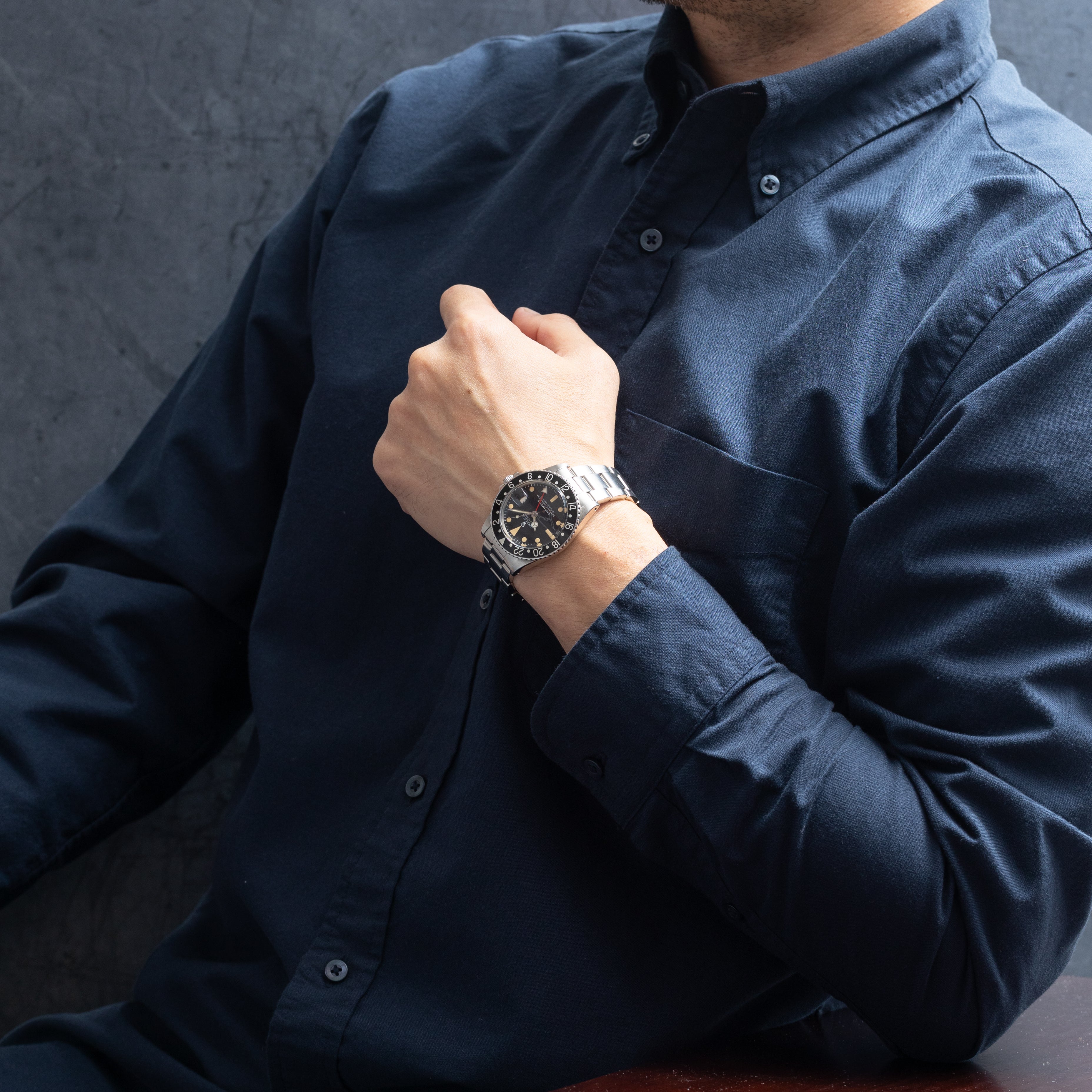 腕時計(アナログ)GMT master 1675 黒 褪色 ベゼルのみ ROLEX 純正 濃いめ - 腕時計(アナログ)