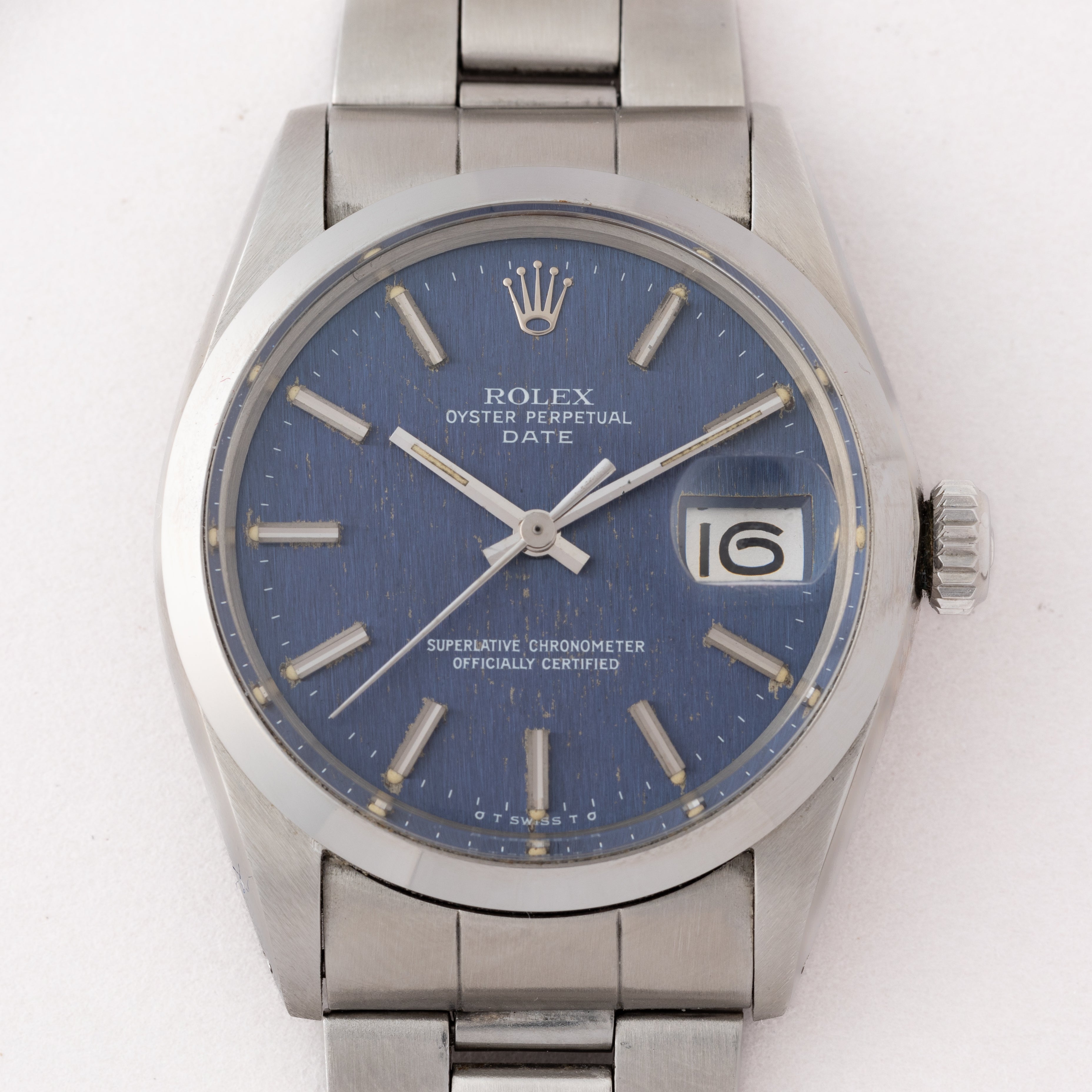 ロレックス 1972 年製 オイスターパーペチュアルデイト Ref.1500 ブルーダイヤル