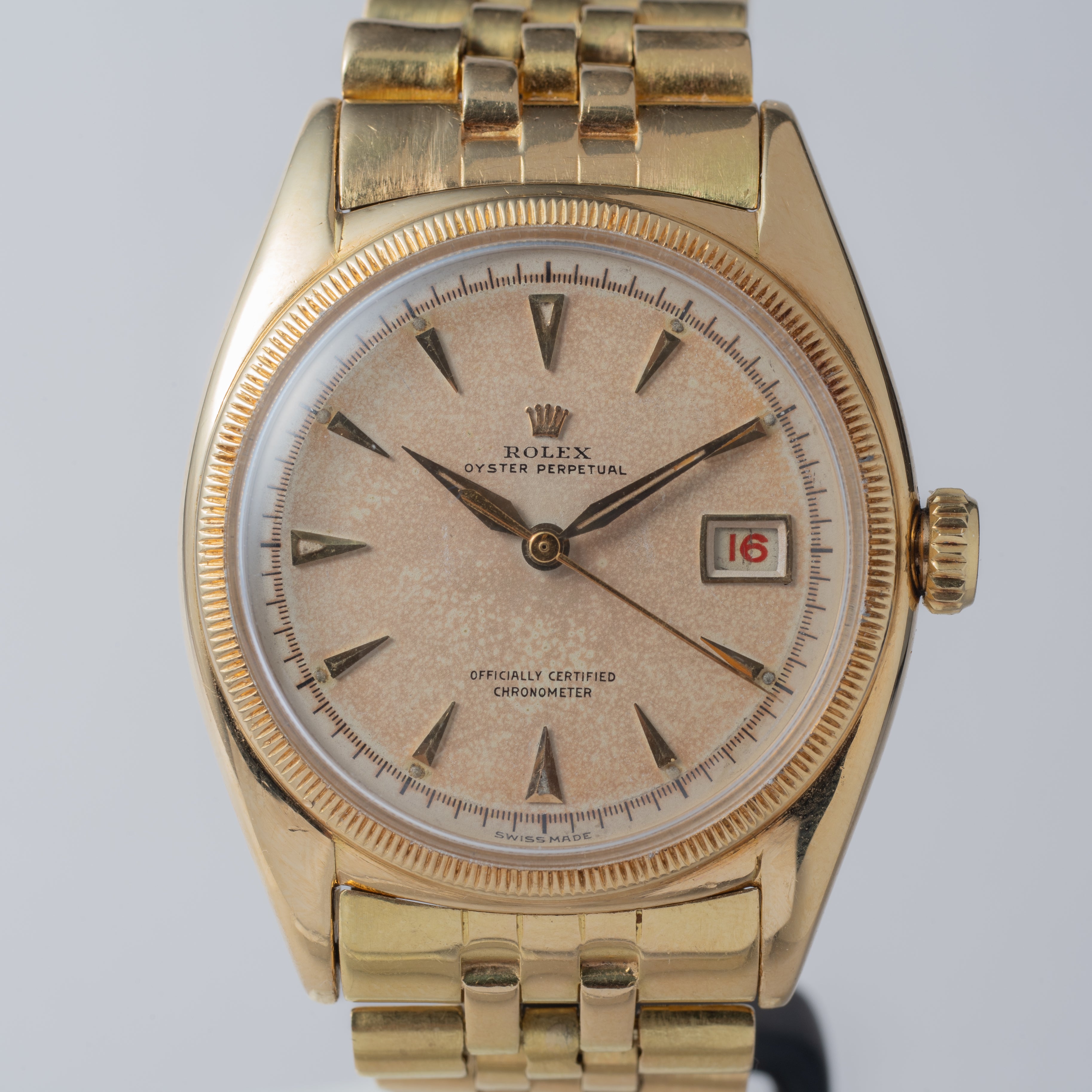 ロレックス オイスターパーペチュアルデイト Ref.6075 18KYG 1950年代