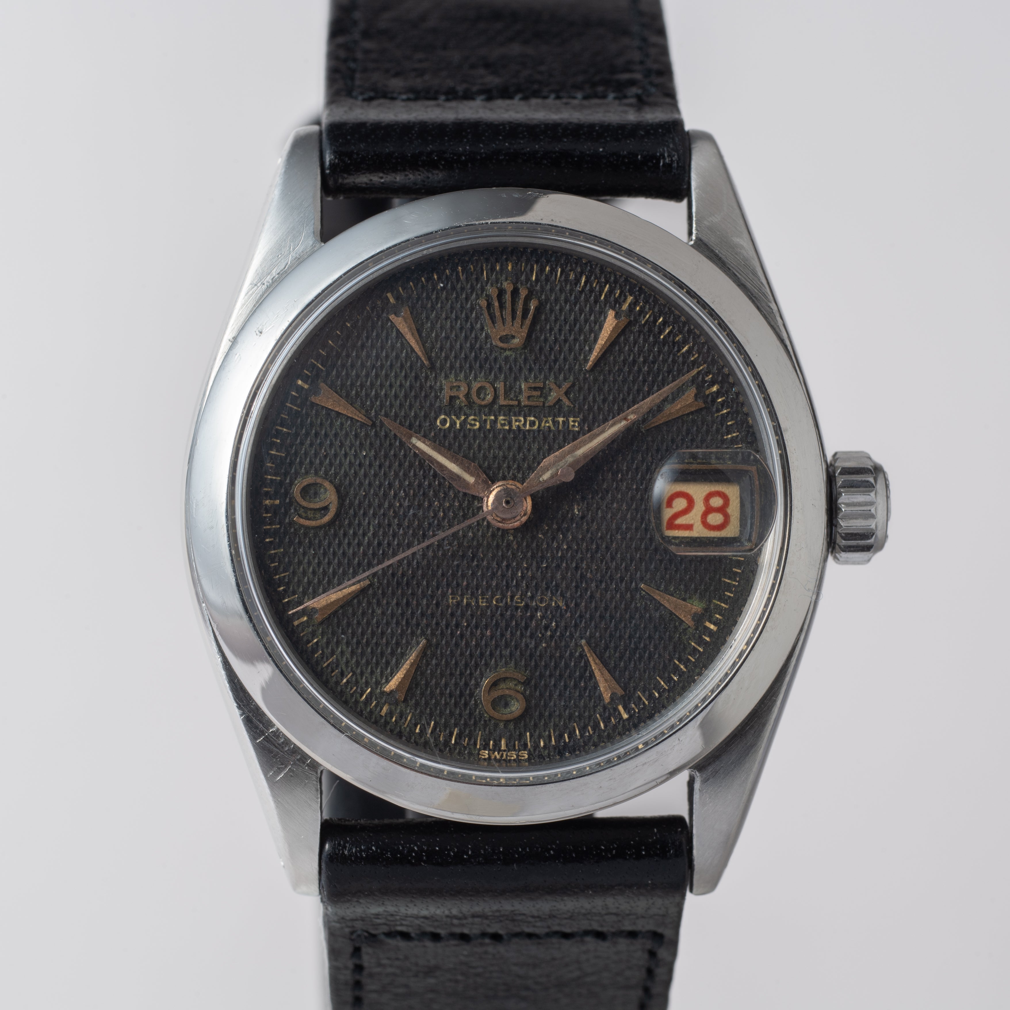 ロレックス オイスターデイト 1957年製 クサビハニカムダイヤル 赤黒カレンダー Ref.6466