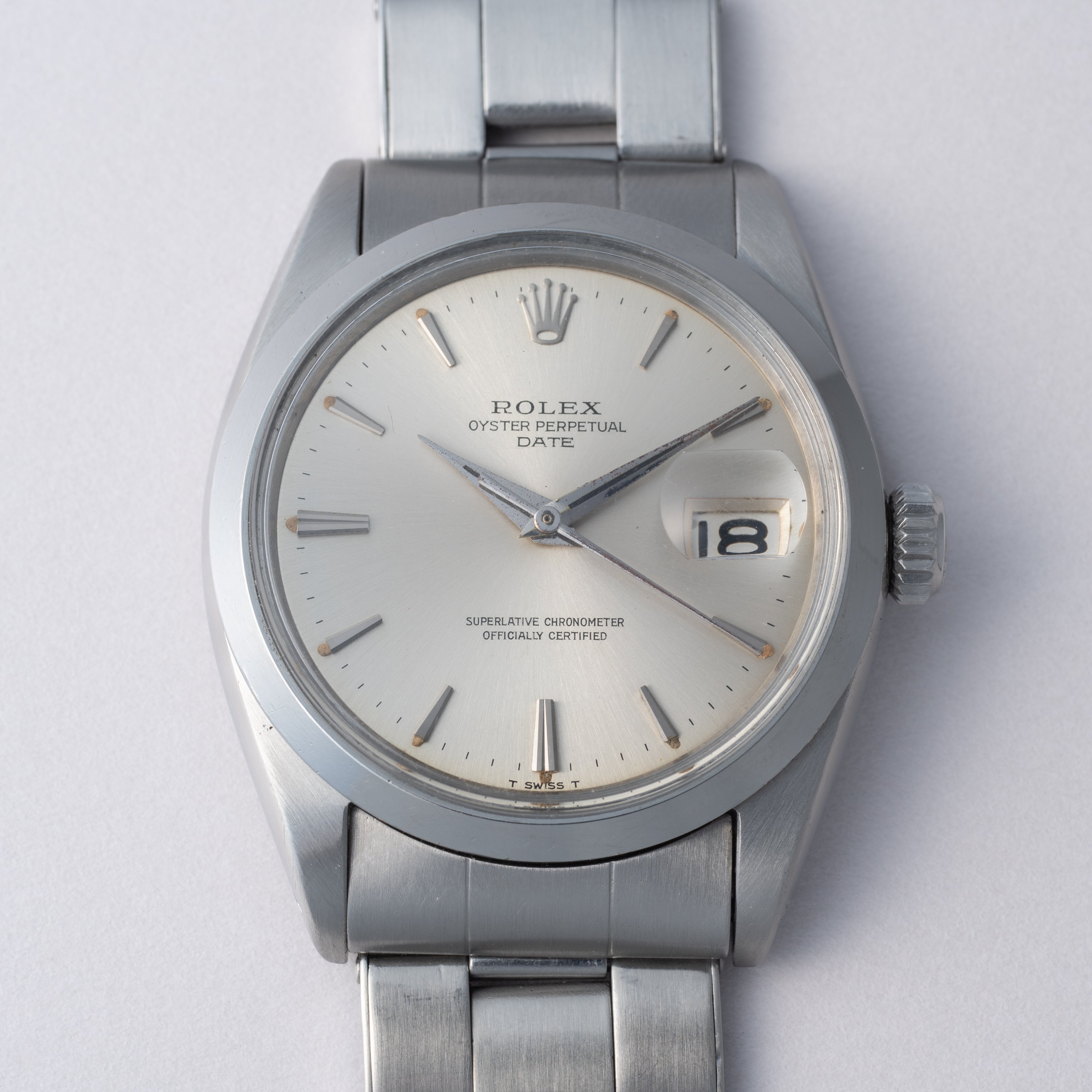 ロレックス 1965年製 オイスターパーペチュアルデイト Ref.1500 シルバーダイヤル ドーフィンハンド