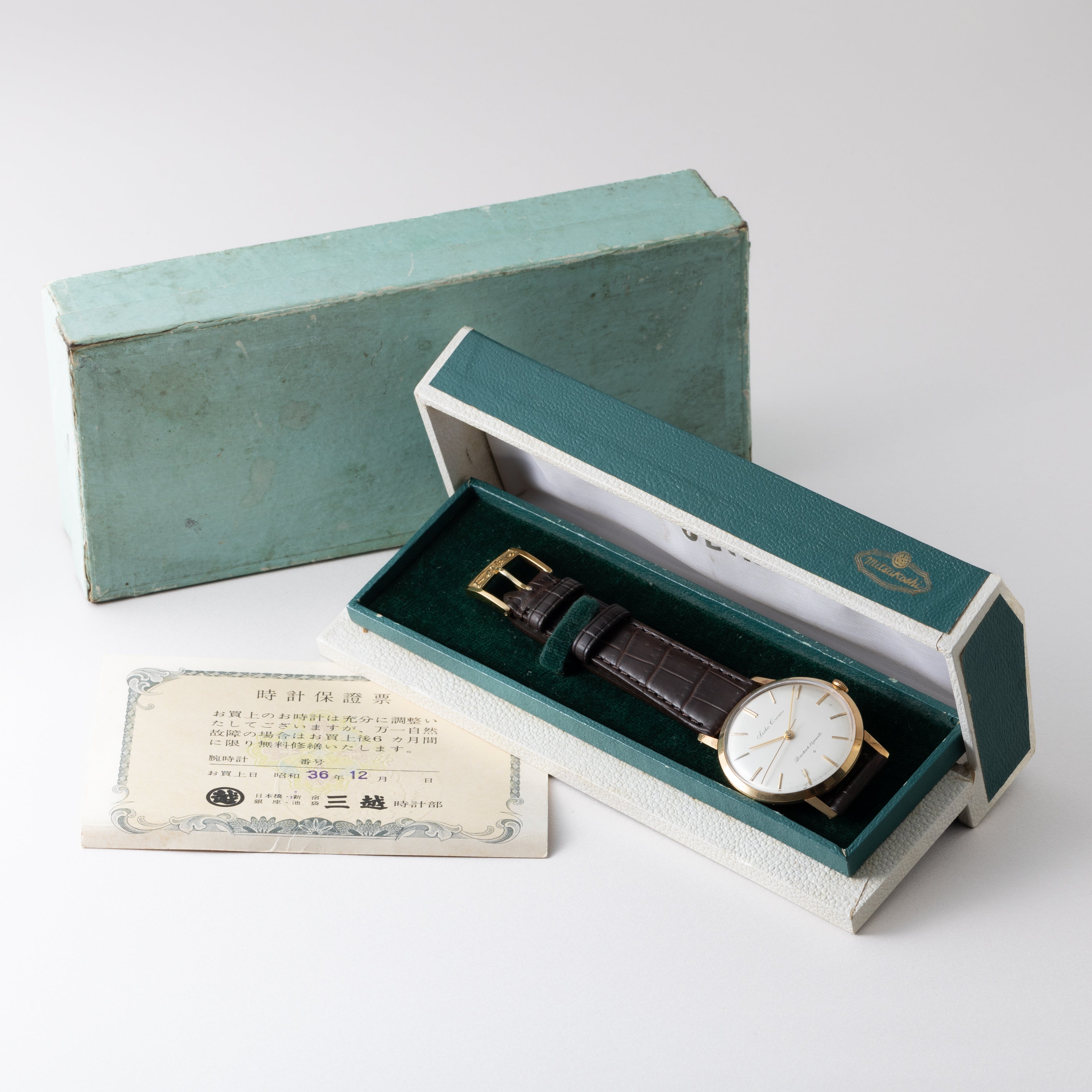 セイコー クロノス 1961年製 18金無垢ケース 純正尾錠、 箱、ギャラ 