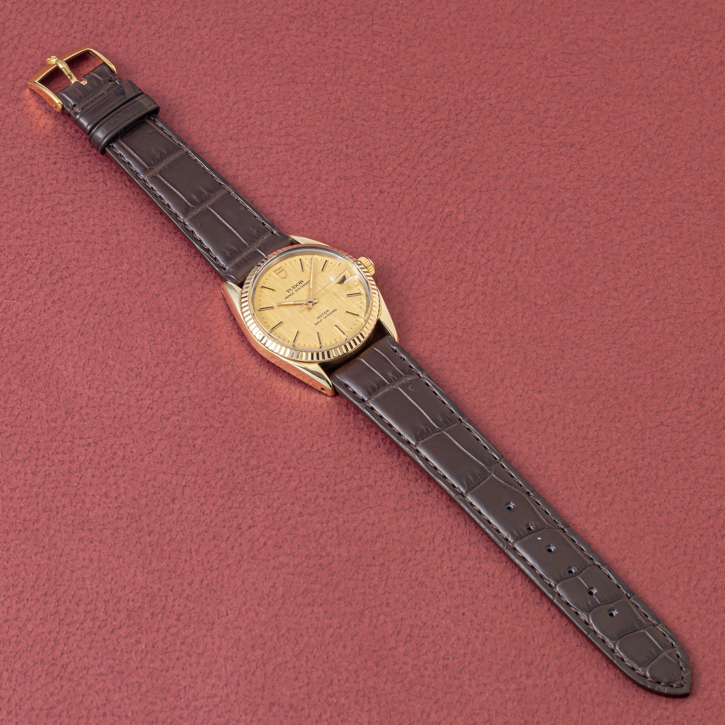 チューダー プリンスオイスターデイト 1977年製 金張り Ref.75205 リネンゴールドダイヤル オリジナル尾錠付き