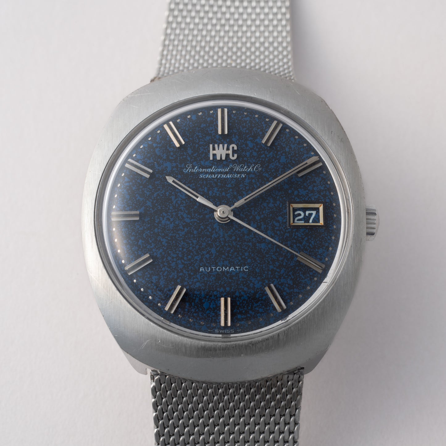 IWC ブルーマーブルダイヤル 1974年製 トノーケース 純正メッシュブレス ギャラ付