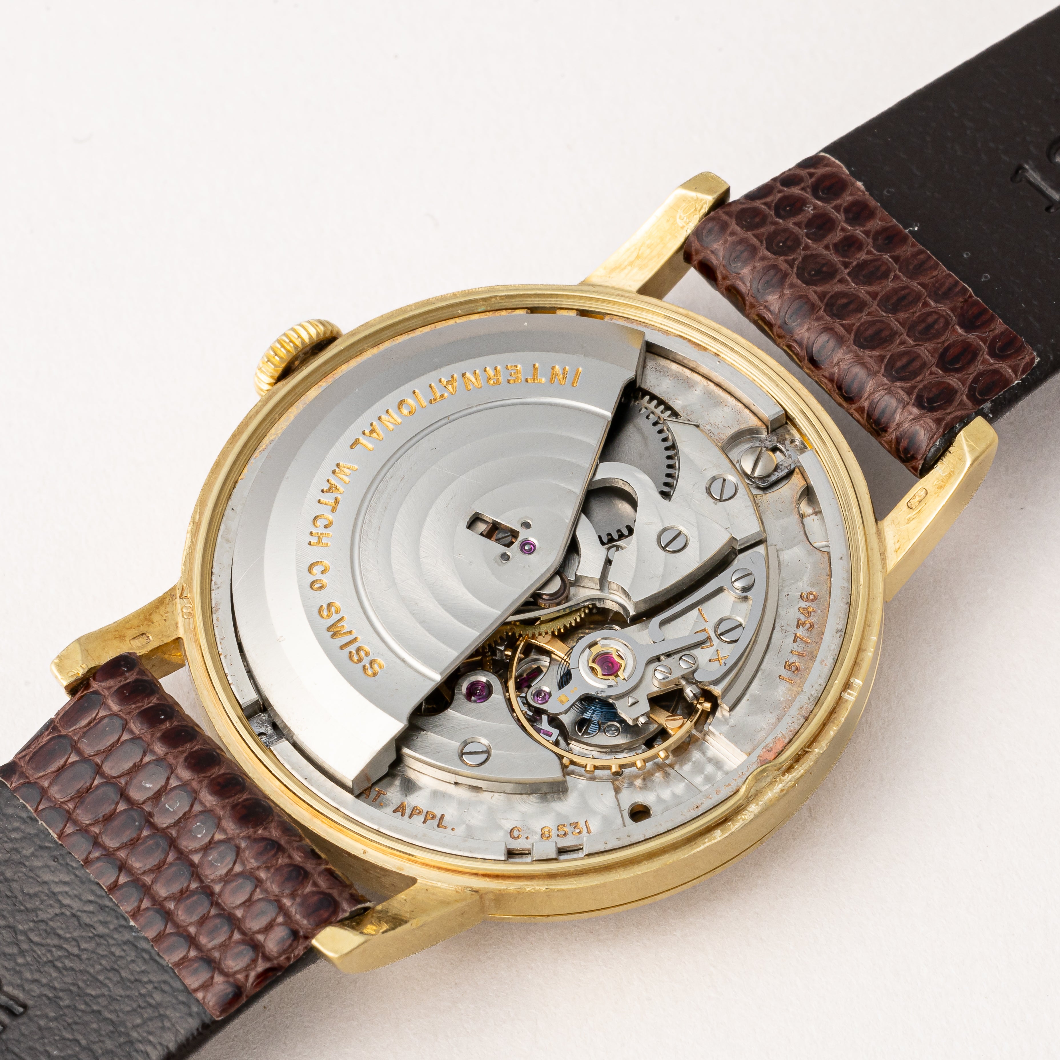 IWC自動巻 C.8531 14K金無垢ケースより目 IWC ラウンドケース オートマチック 18金無垢 1960年製⁄昭和35年製