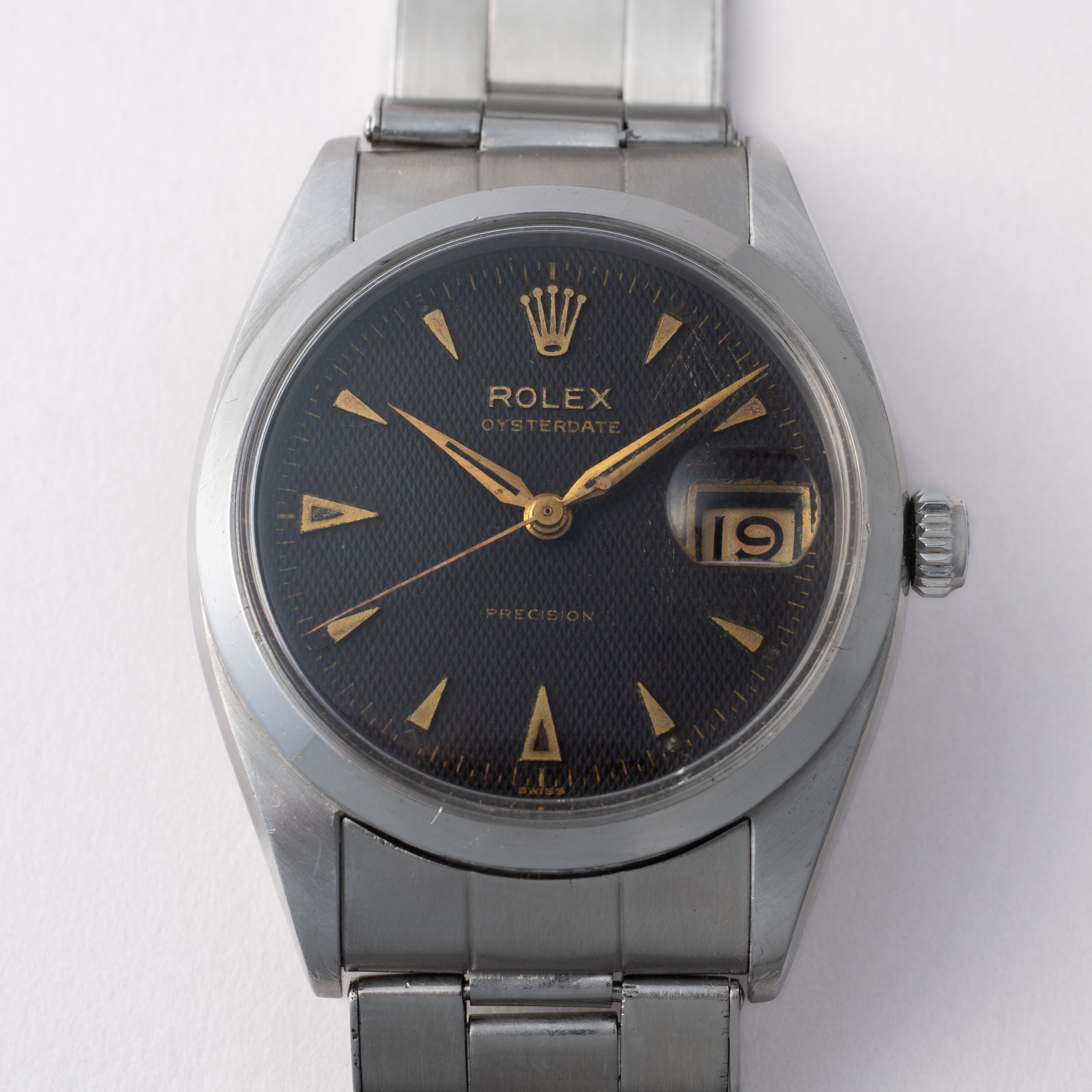 ロレックス オイスターデイト 1954年製 Ref.6494 赤黒カレンダー ブラックギョーシェダイヤル