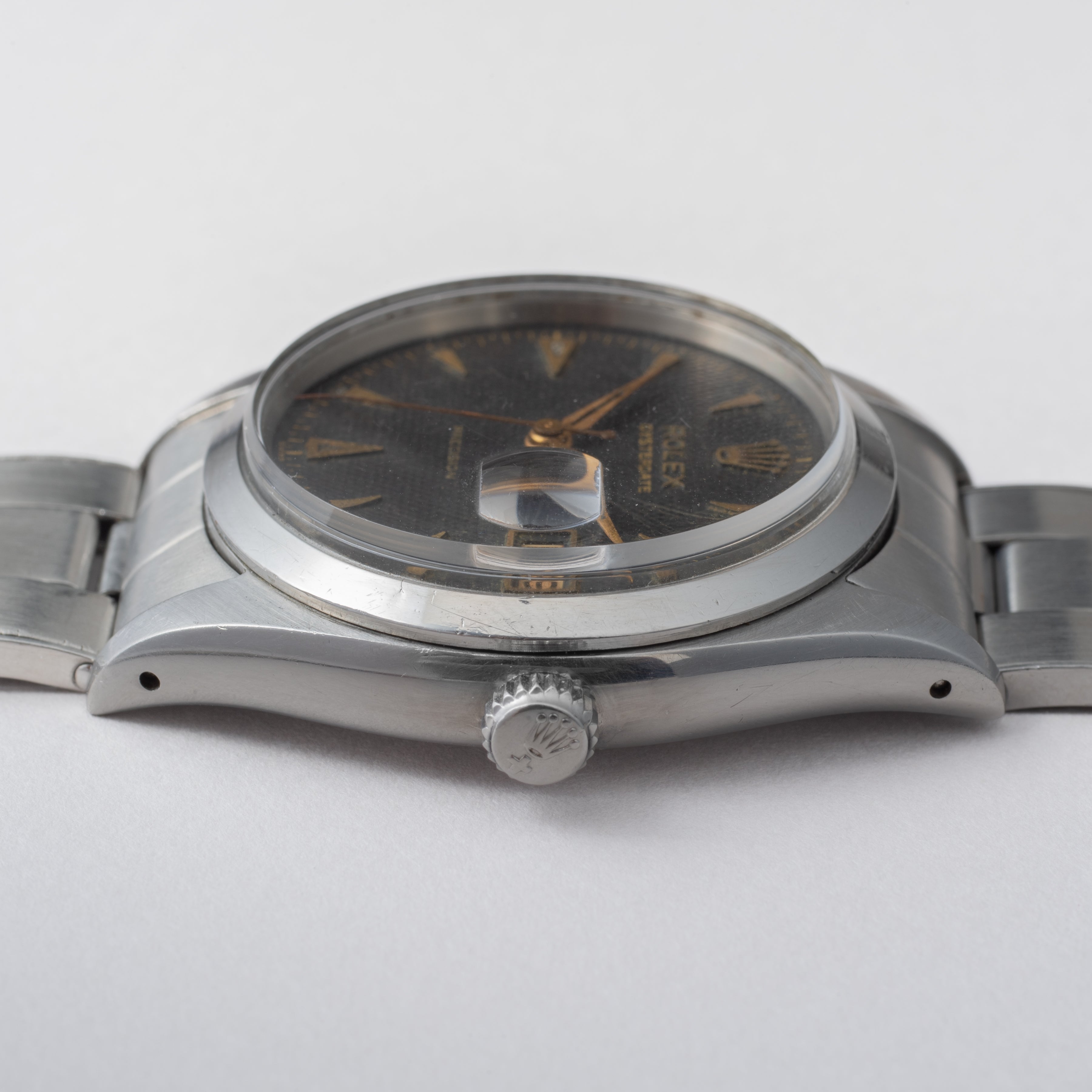 ロレックス オイスターデイト 1954年製 Ref.6494 赤黒カレンダー ブラックギョーシェダイヤル