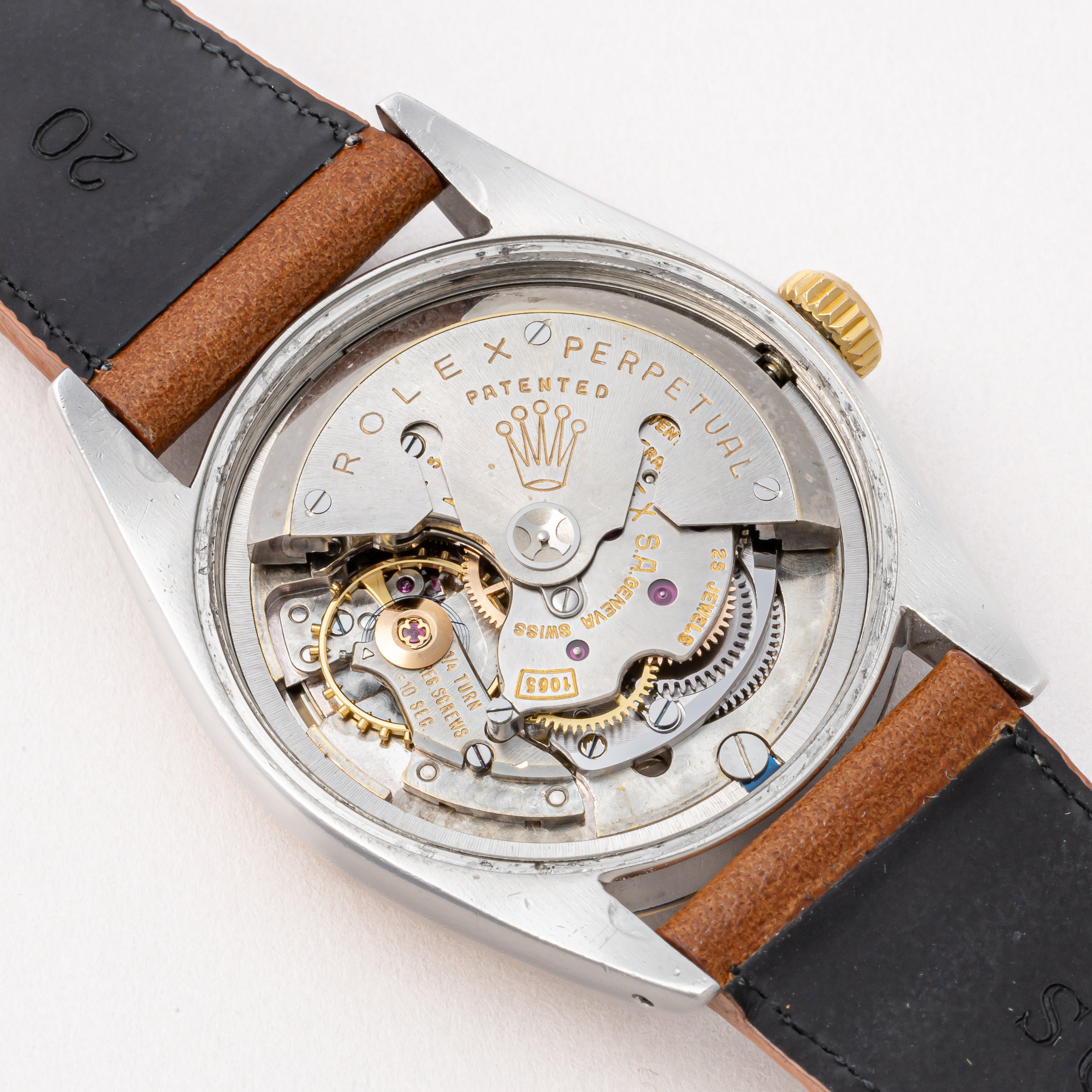 ロレックス デイトジャスト コンビ 1958年製 Ref.6605 アイボリーダイヤル 赤黒カレンダー