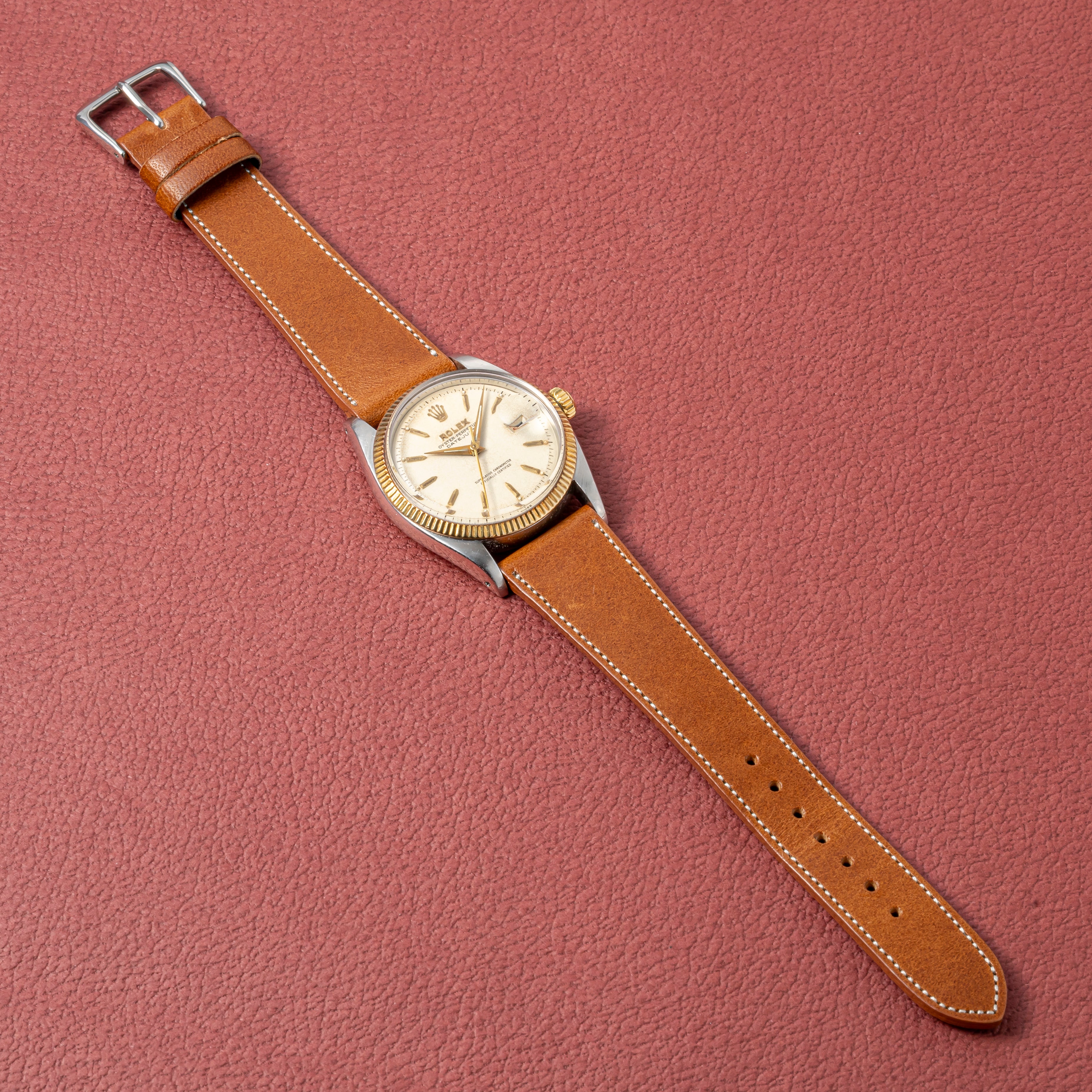 ロレックス デイトジャスト コンビ 1958年製 Ref.6605 アイボリーダイヤル 赤黒カレンダー
