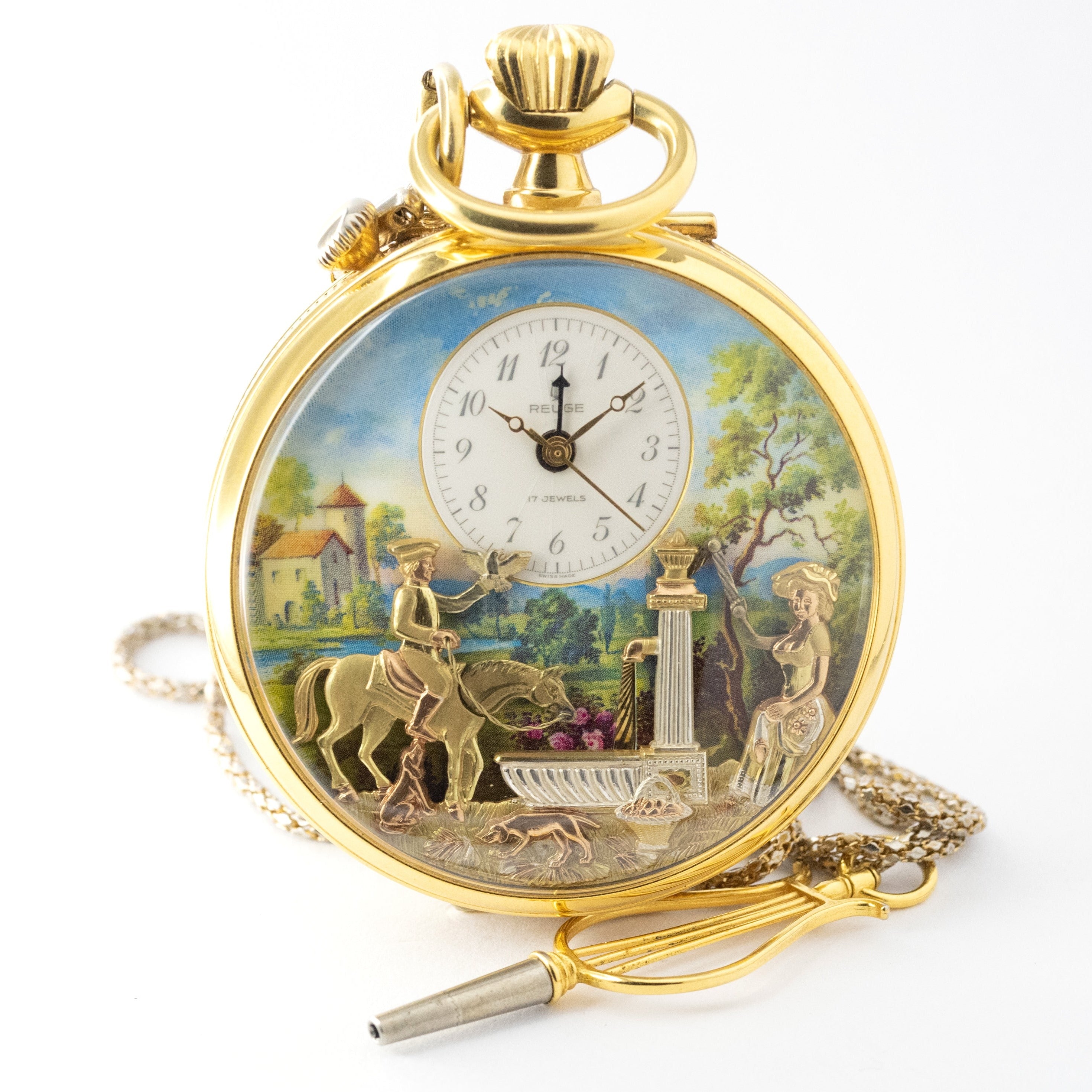 166,000⇒138,000円スイス製 リュージュ社 懐中時計 オルゴール付き - 時計