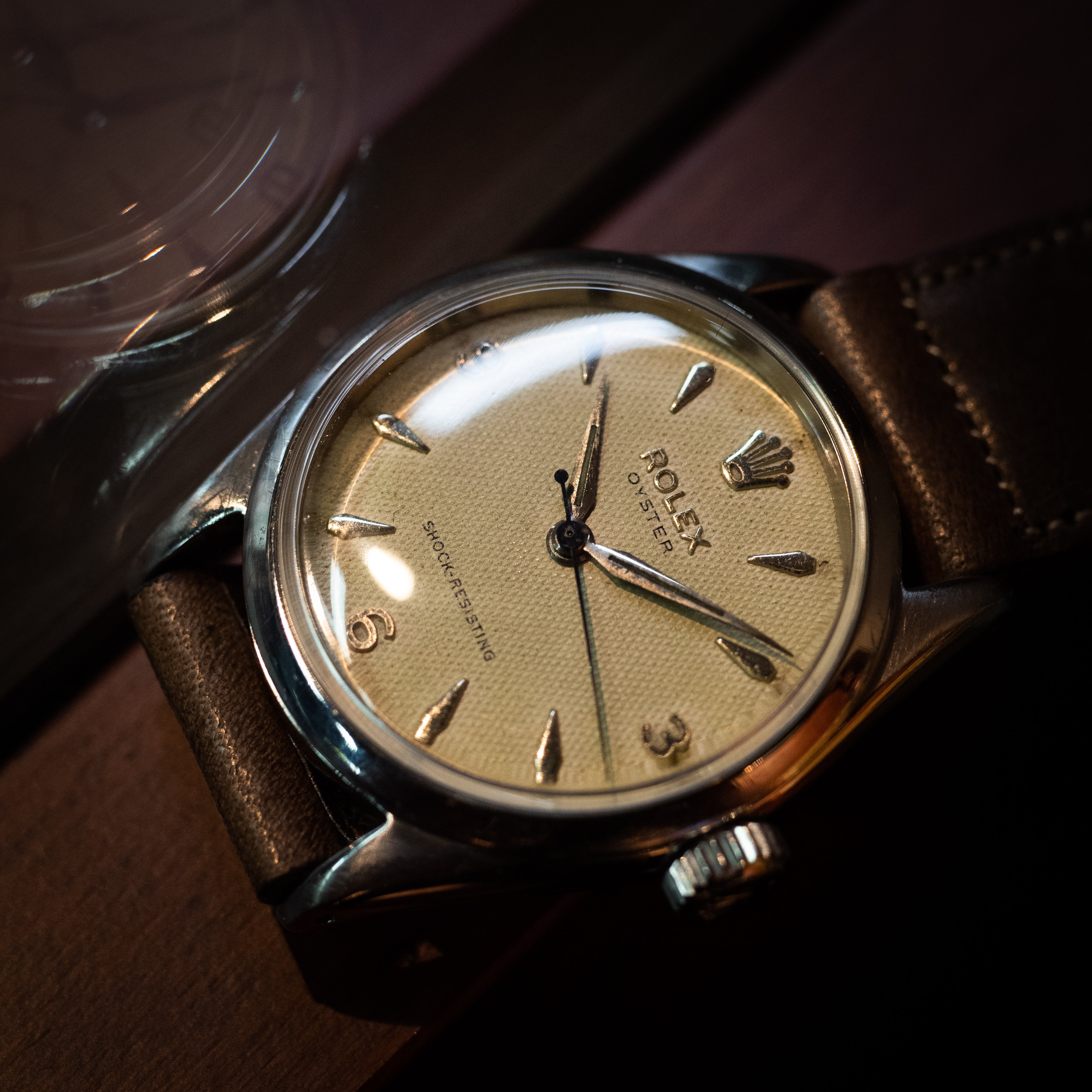 ロレックス オイスター 手巻き 1955年製 Ref.6246 ギョウシェ飛びアラビアダイヤル