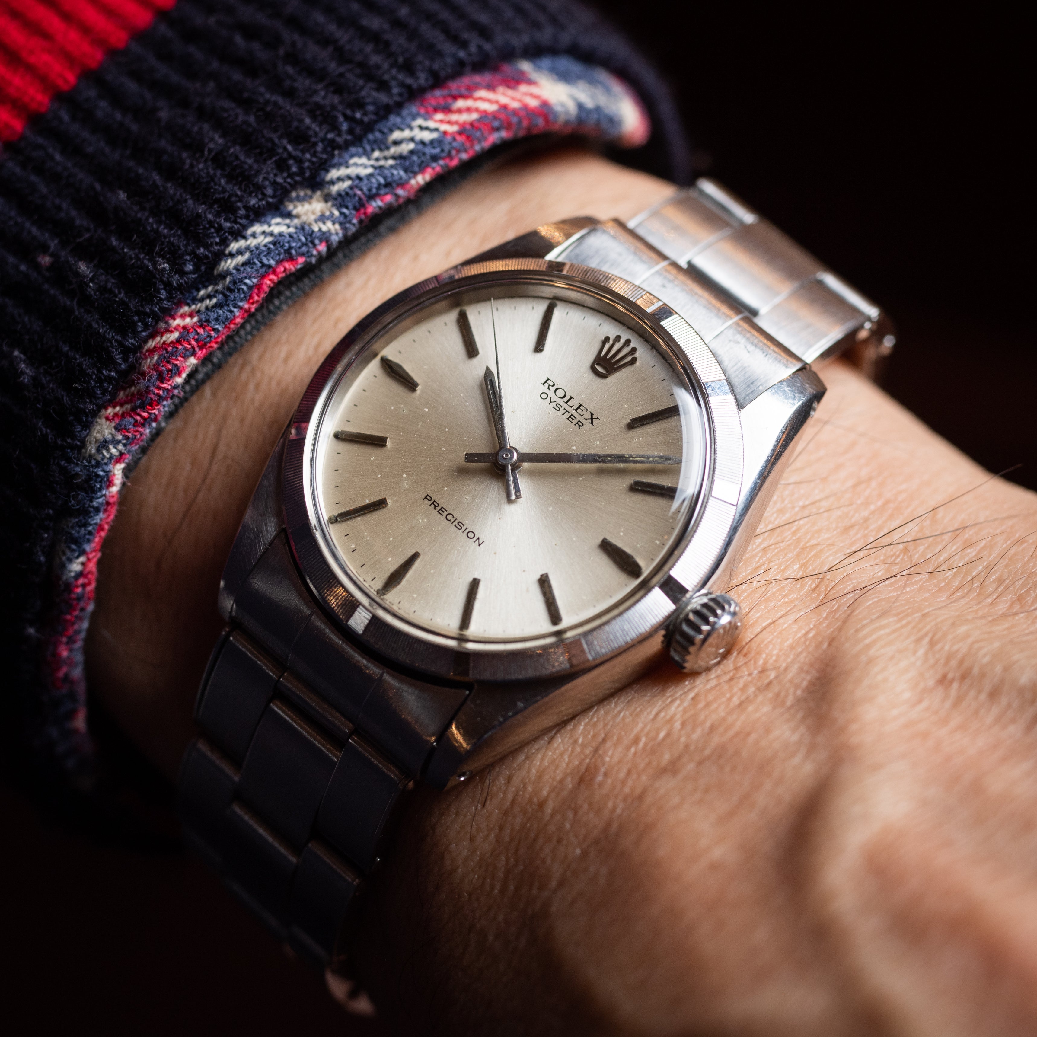 ロレックス オイスター 1966年製 エンジンターンドベゼル Ref.6427 リベットブレス