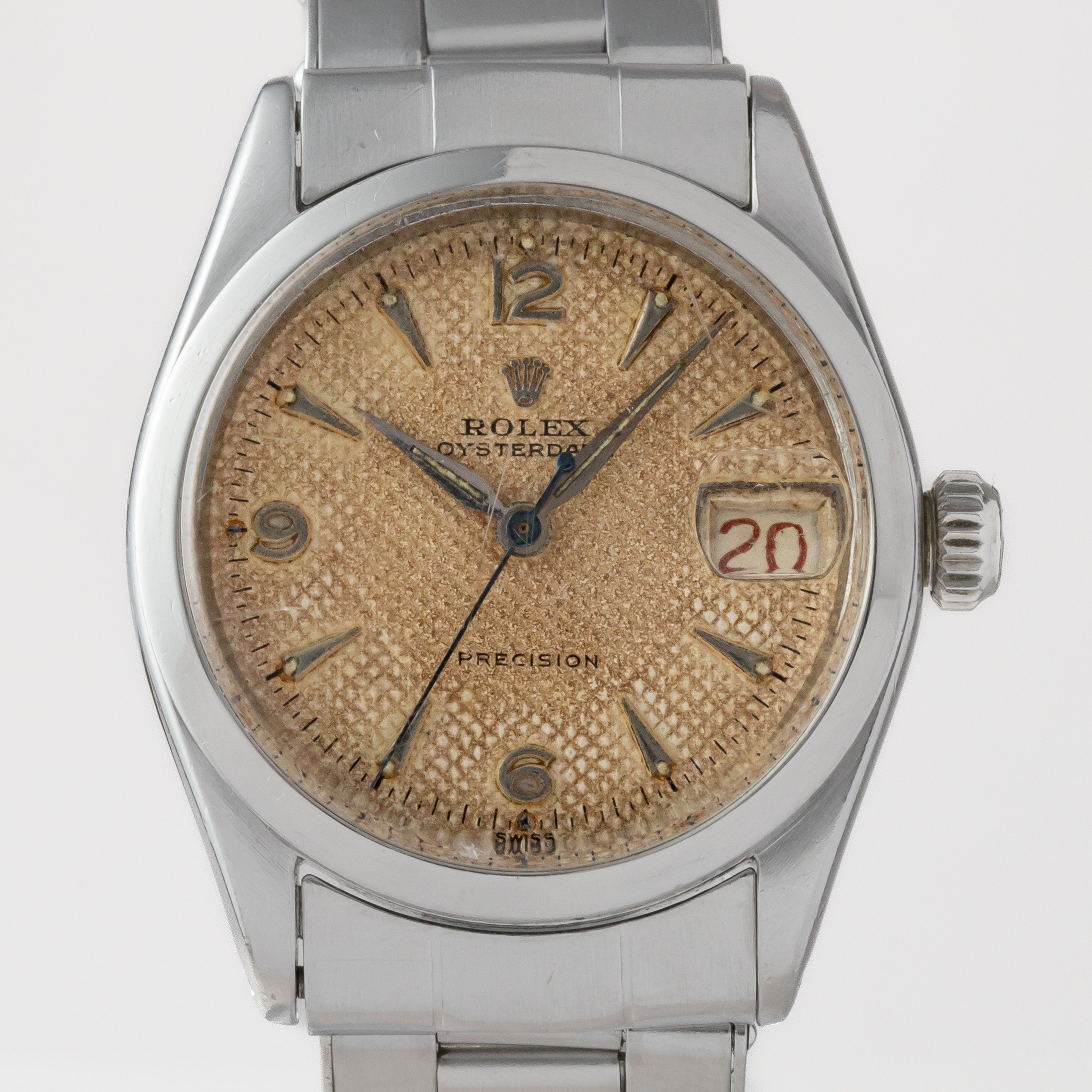 ロレックス オイスターデイト 1953年製 Ref. 6266 ギョウシェダイヤル リベットブレス