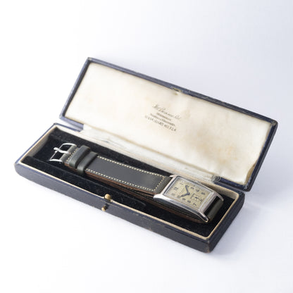 JWベンソン 銀無垢レクタンギュラー クラムシェル 箱付き 1930年代 手巻き