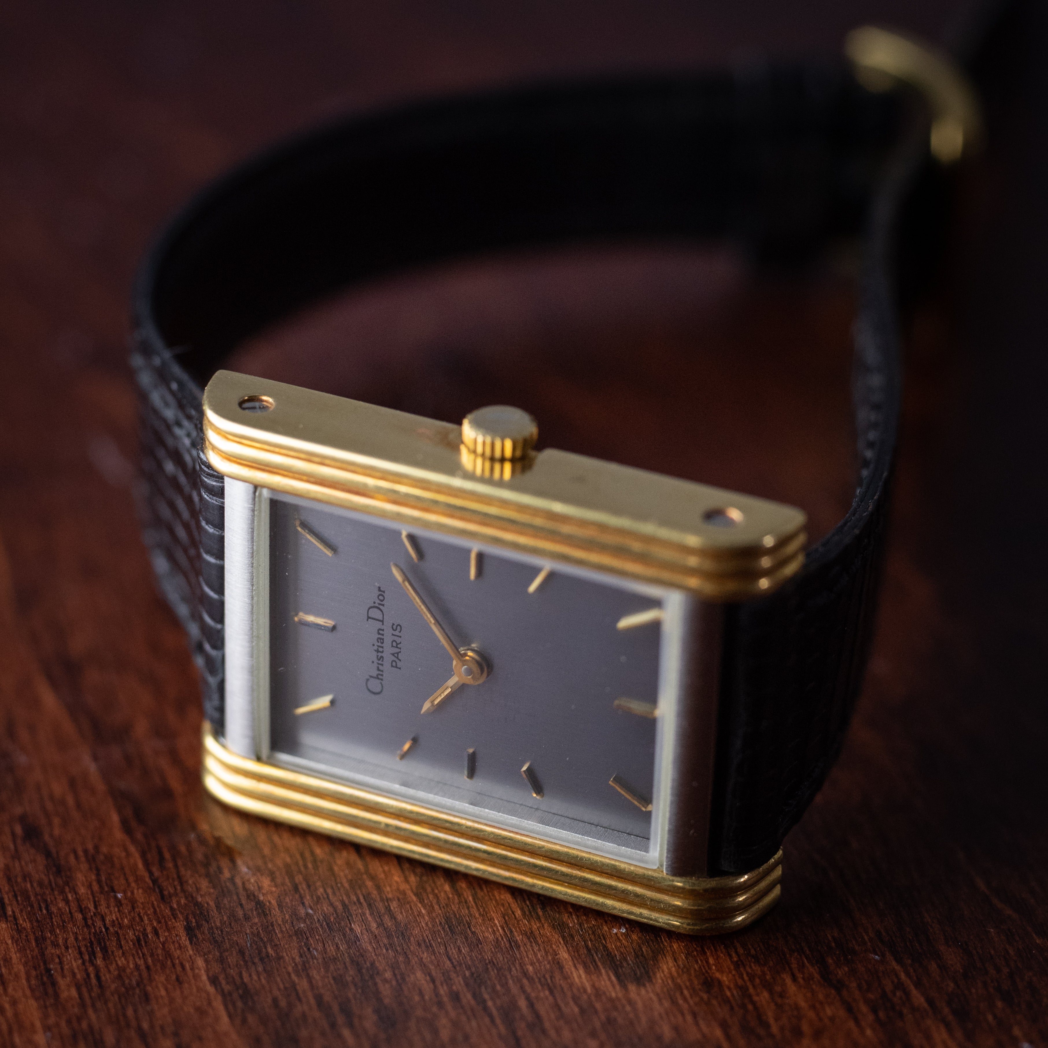 ベルト社外超希少　クリスチャンディオール　グリーン　ローマン　腕時計　1980年代