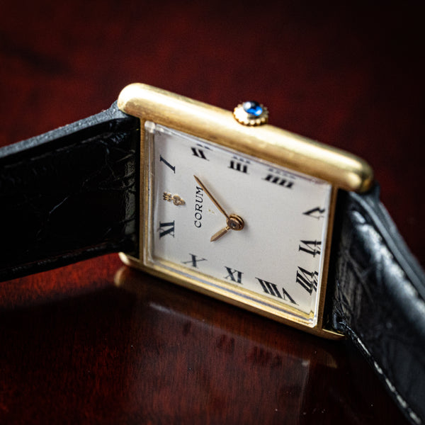 CORUM、ビンテージ手巻き、高品位スクエアゴールドモデル、外観、動作良好品、 CORUM コルム スクエア型 手巻き ヴィンテージ 腕時計 コルム 手巻