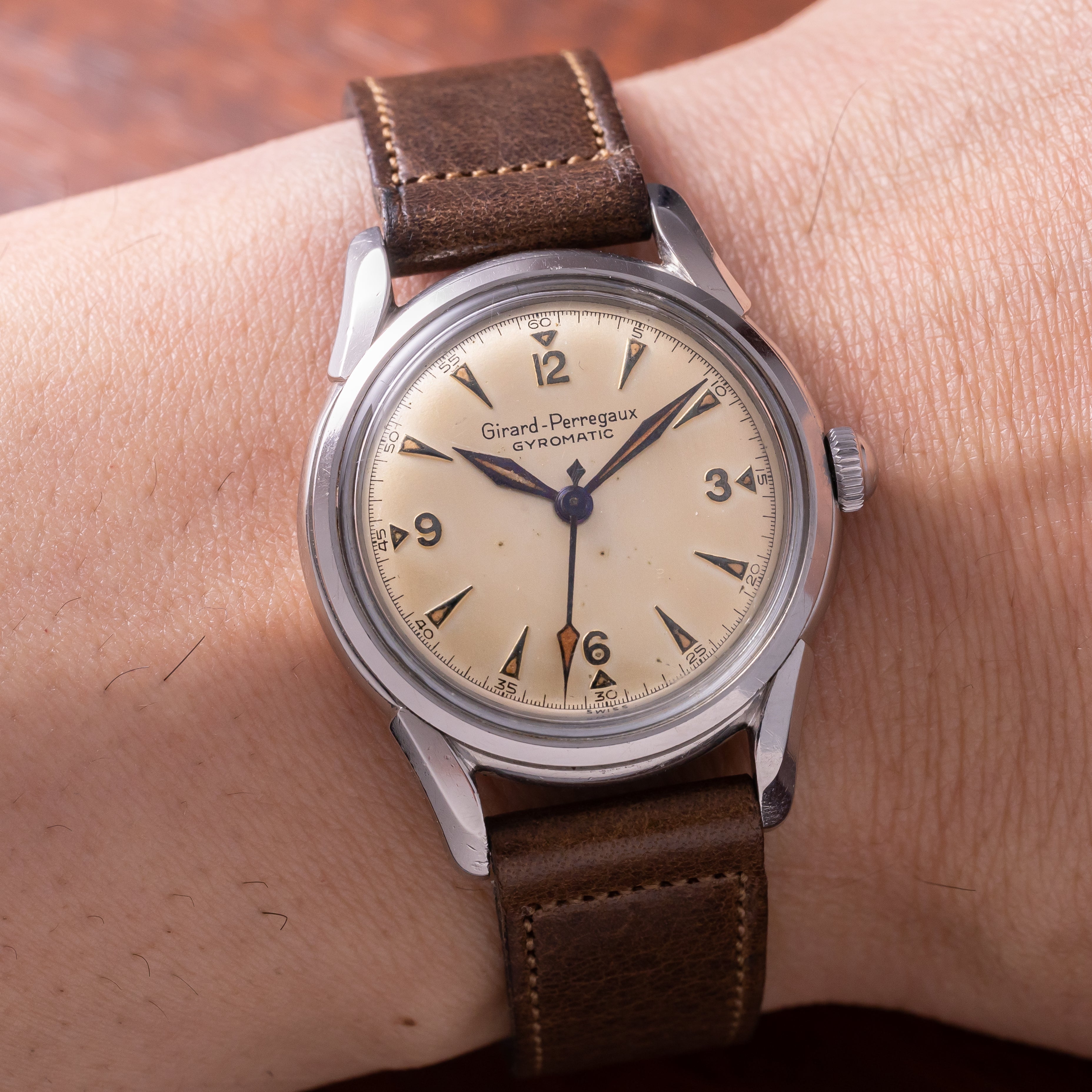 【動作良好】ジラールペルゴ アンティーク 腕時計 1950年代 自動巻き メンズと元気に動いています
