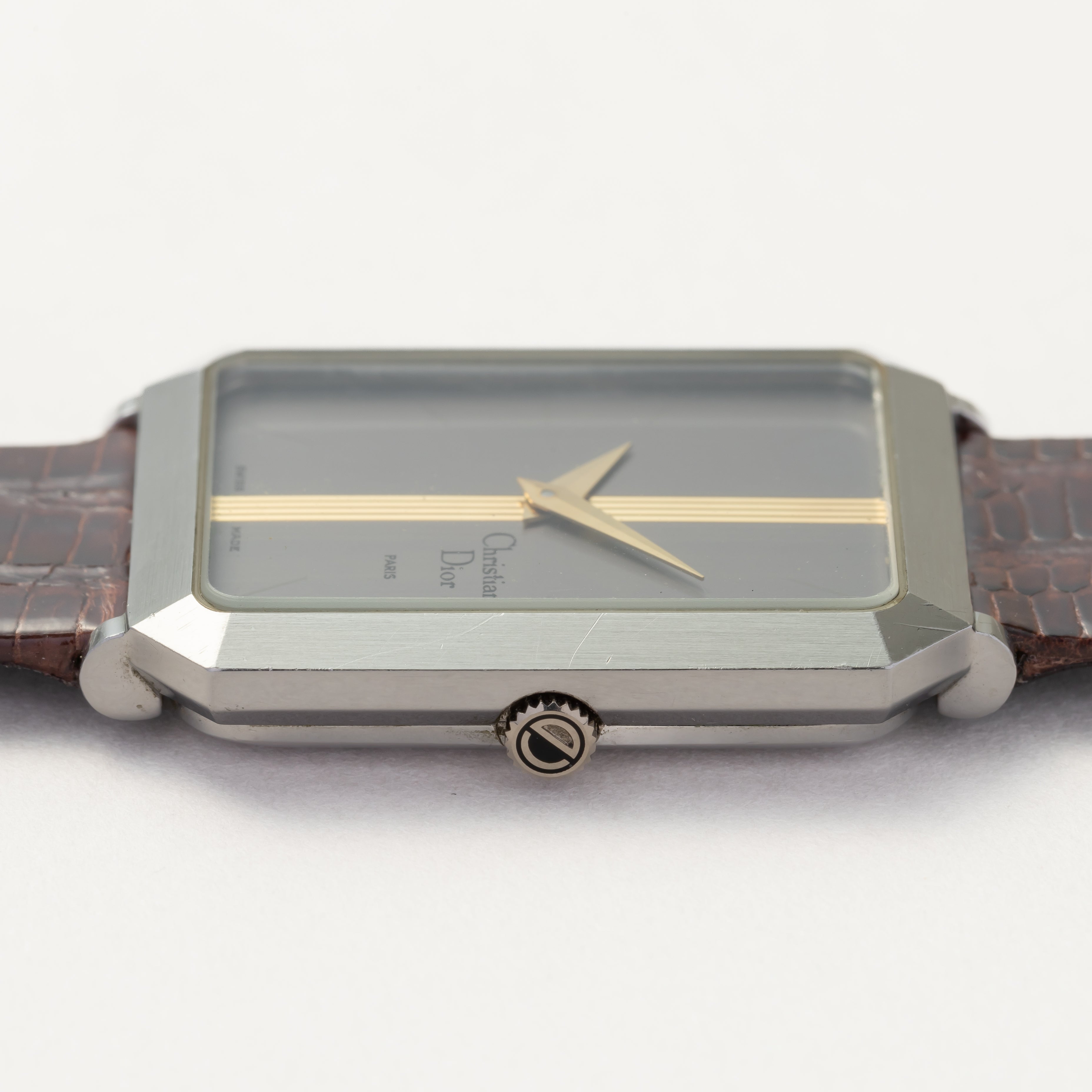 ベルト社外超希少　クリスチャンディオール　グリーン　ローマン　腕時計　1980年代